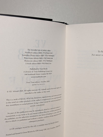 The Invisible Life of Addie LaRue by V.E. Schwab (Signed Special Edition with sprayed edges) - Fialta Books