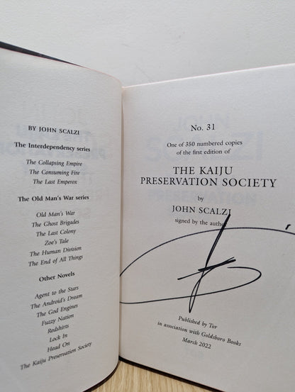 The Kaiju Preservation Society by John Scalzi (Signed First Edition with sprayed edges) - Fialta Books