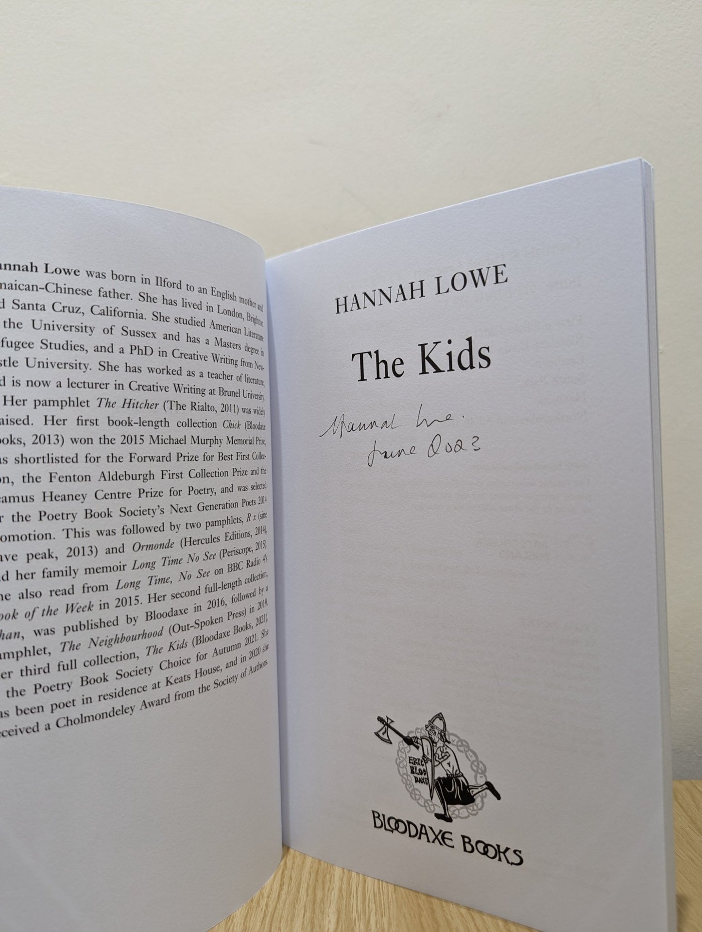 The Kids by Hannah Lowe (Signed First Edition) - Fialta Books