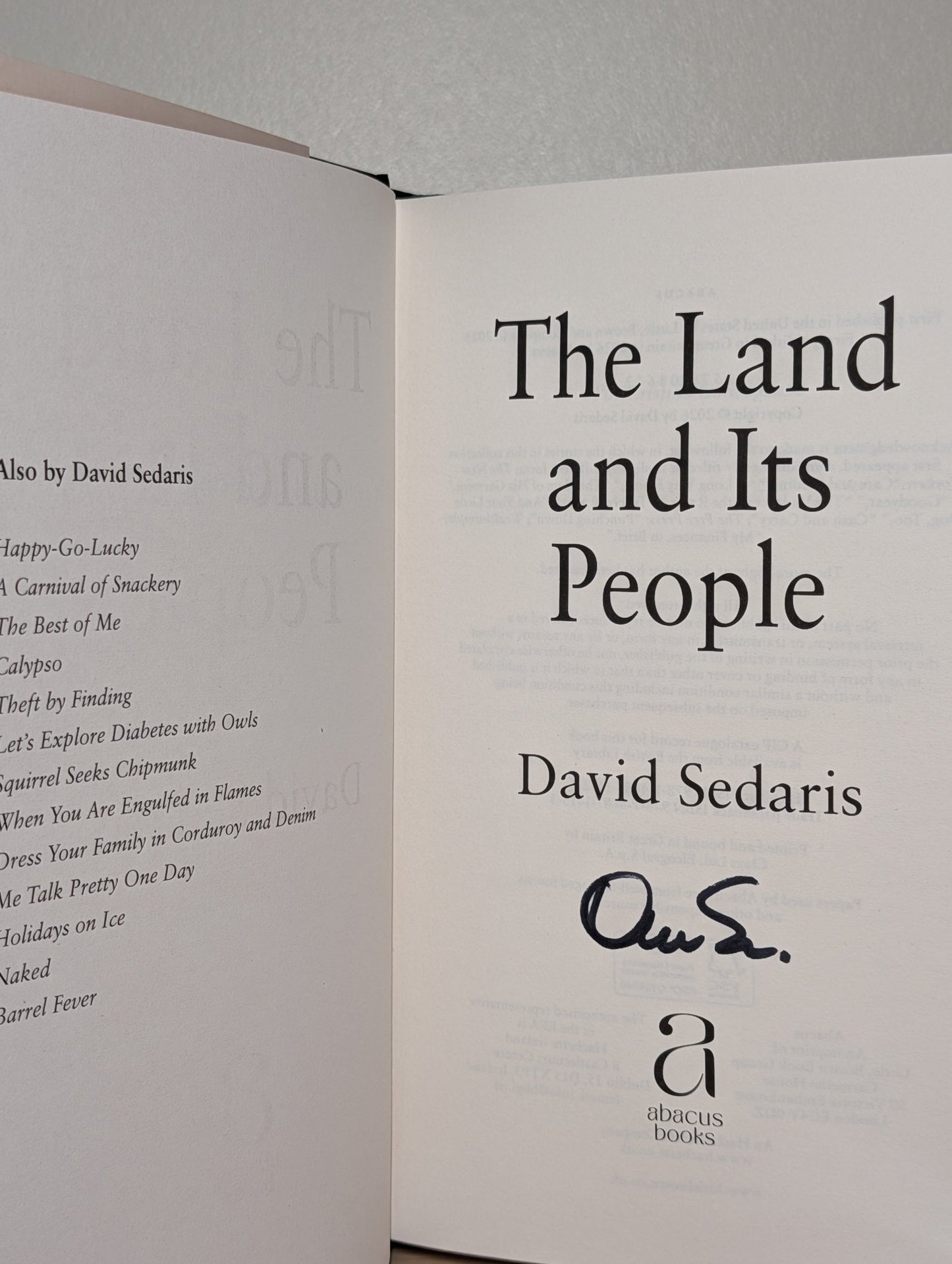 The Land and its People by David Sedaris (Signed First Edition) - Fialta Books