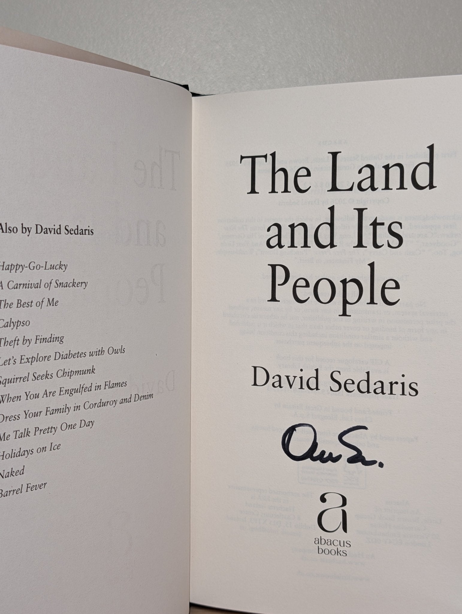 The Land and its People by David Sedaris (Signed First Edition) - Fialta Books