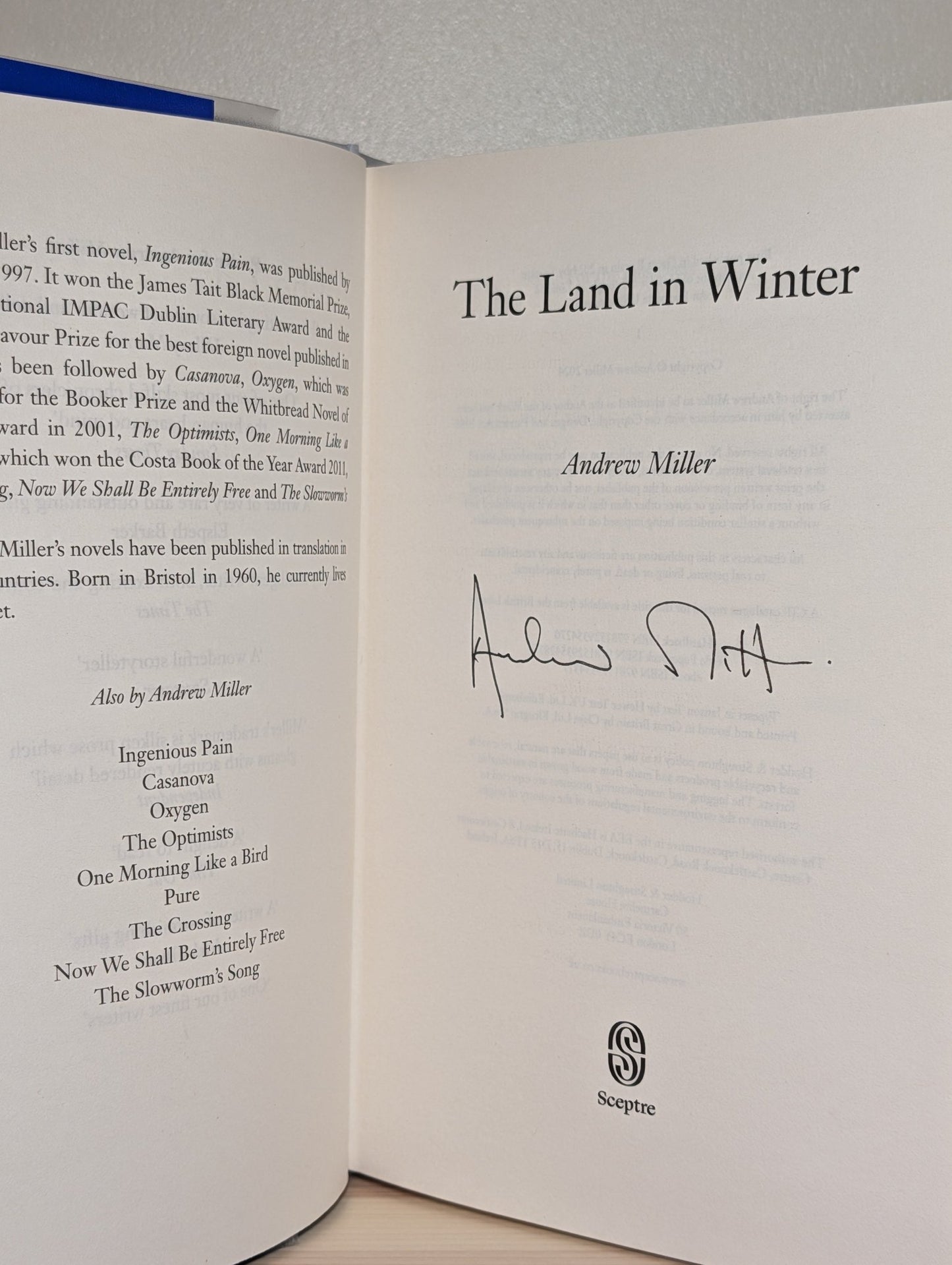 The Land in Winter by Andrew Miller (Signed by Author) - Fialta Books