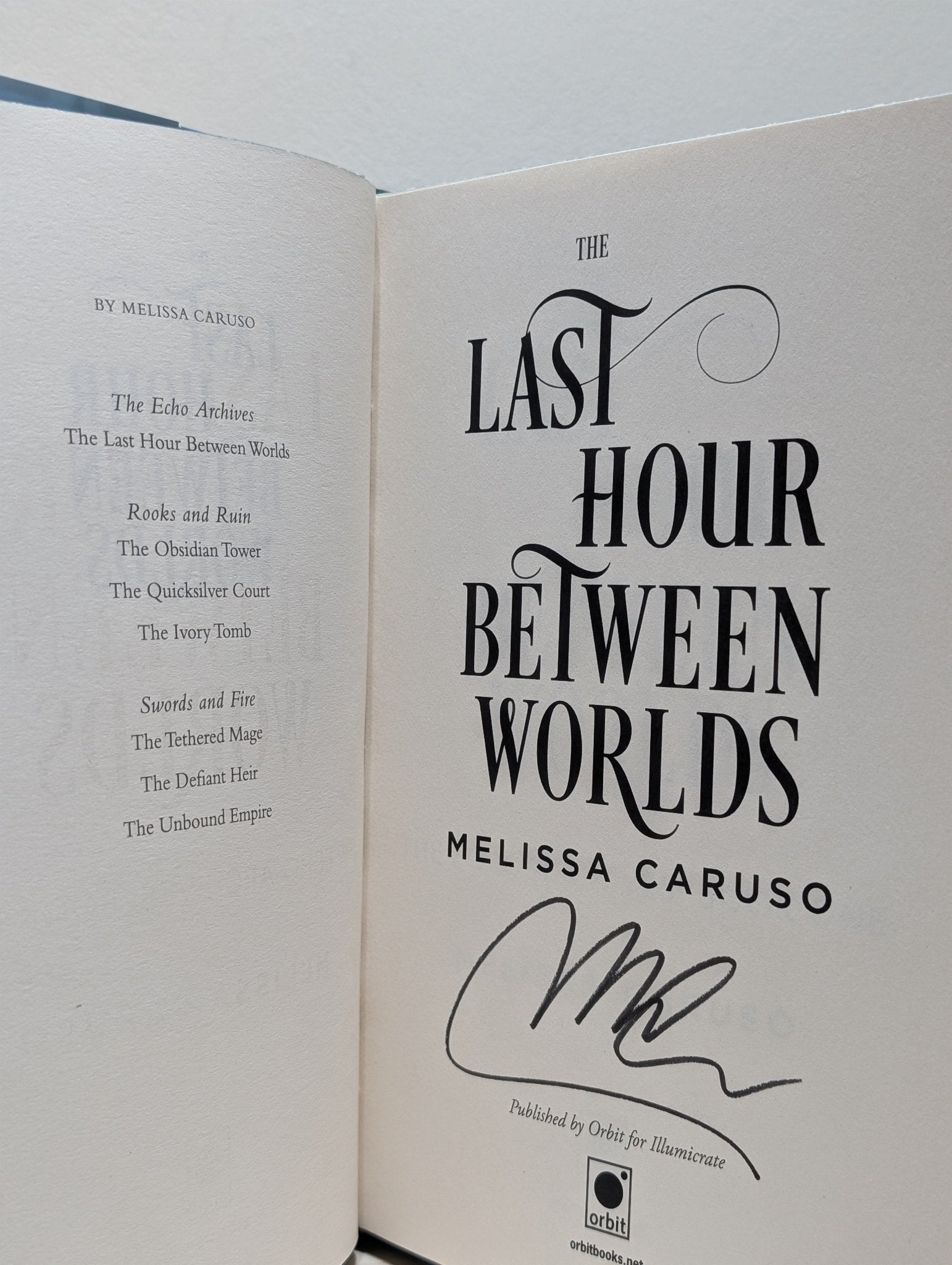 The Last Hour Between Worlds by Melissa Caruso (Signed First Edition with sprayed edges) - Fialta Books