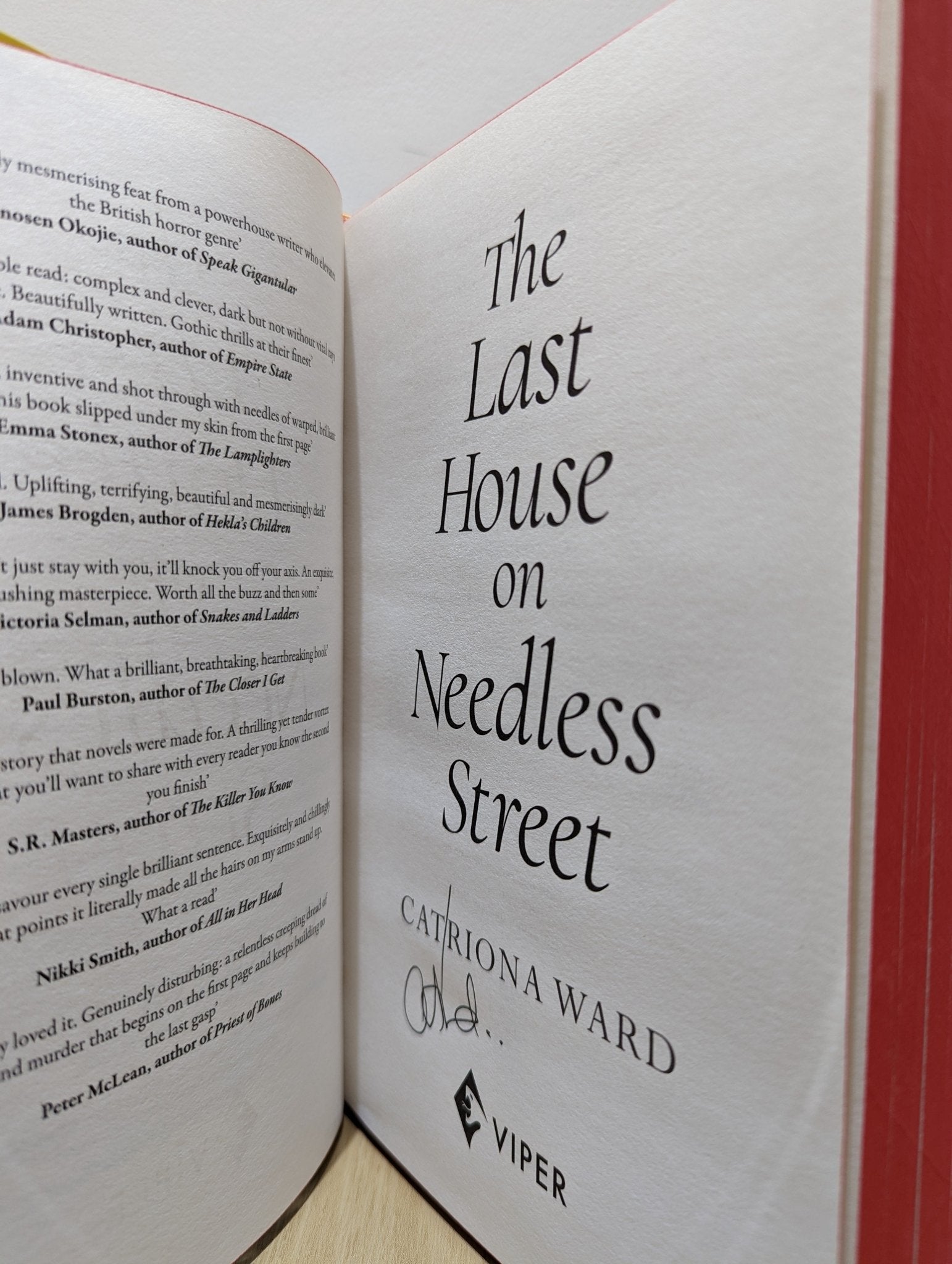 The Last House on Needless Street by Catriona Ward (Signed First Edition with sprayed edges) - Fialta Books