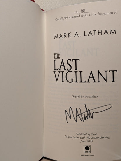 The Last Vigilant by Mark A. Latham (Signed First Edition with sprayed edges) - Fialta Books