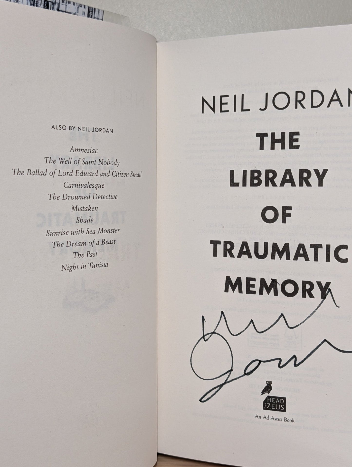 The Library of Traumatic Memory by Neil Jordan (Signed First Edition) - Fialta Books
