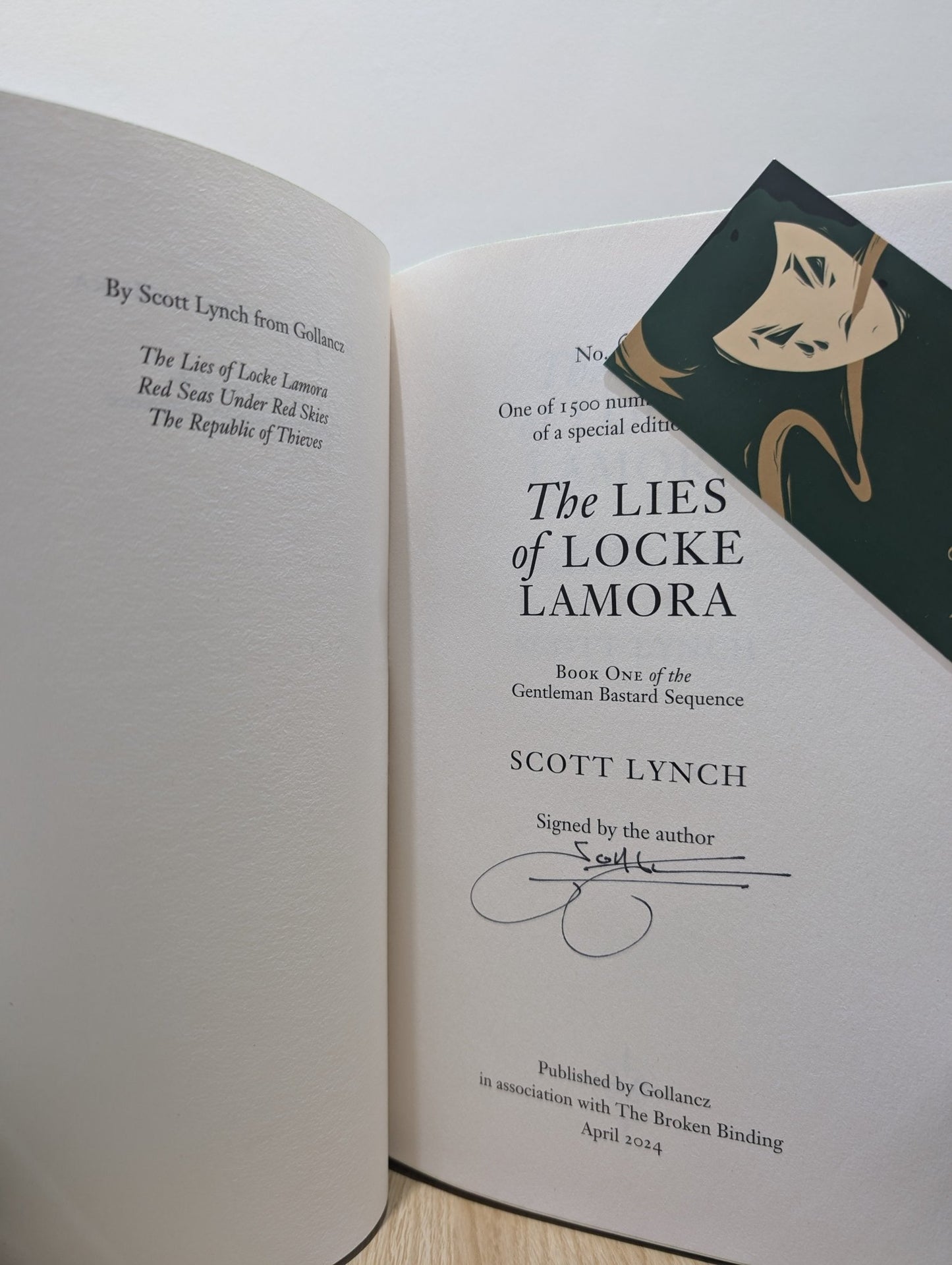The Lies of Locke Lamora; Red Seas Under Red Skies; Republic of Thieves by Scott Lynch (Signed with sprayed edges) - Fialta Books