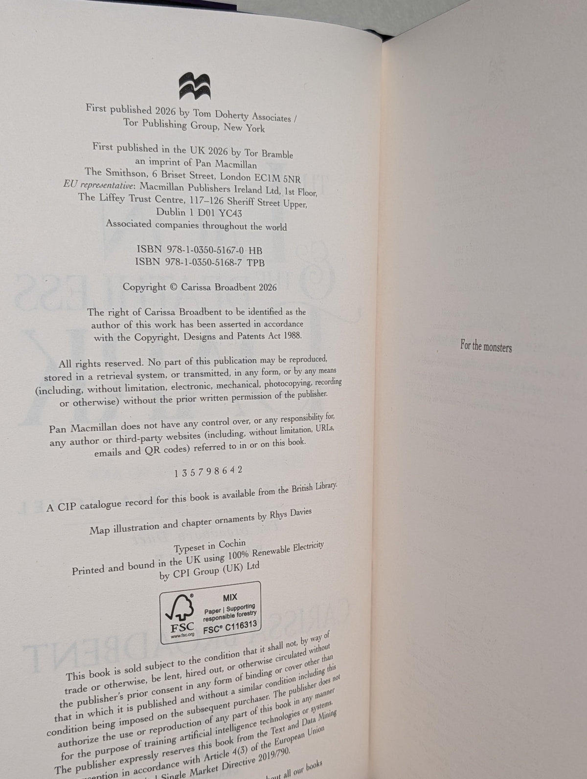 The Lion and the Deathless Dark by Carissa Broadbent (Signed First Edition with sprayed edges) - Fialta Books