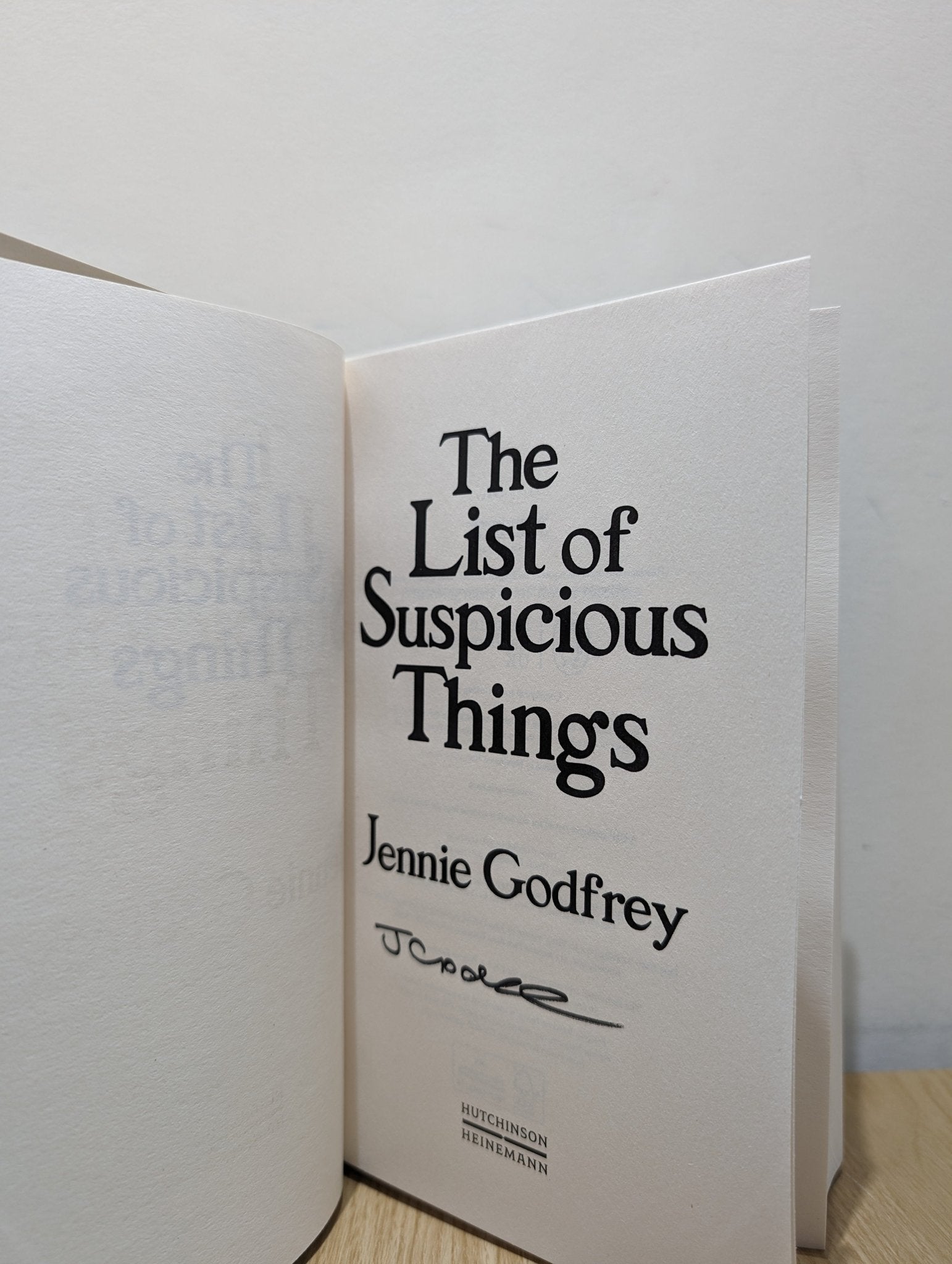 The List of Suspicious Things by Jennie Godfrey (Signed First Edition) - Fialta Books