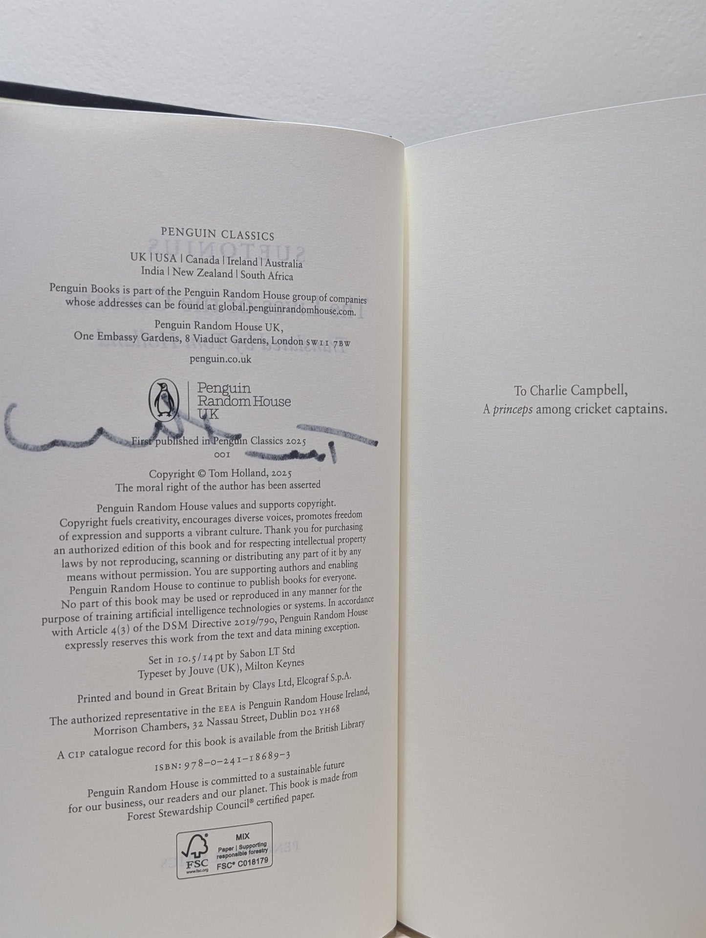 The Lives of the Caesars by Tom Suetonius; Holland (Signed First Edition) - Fialta Books