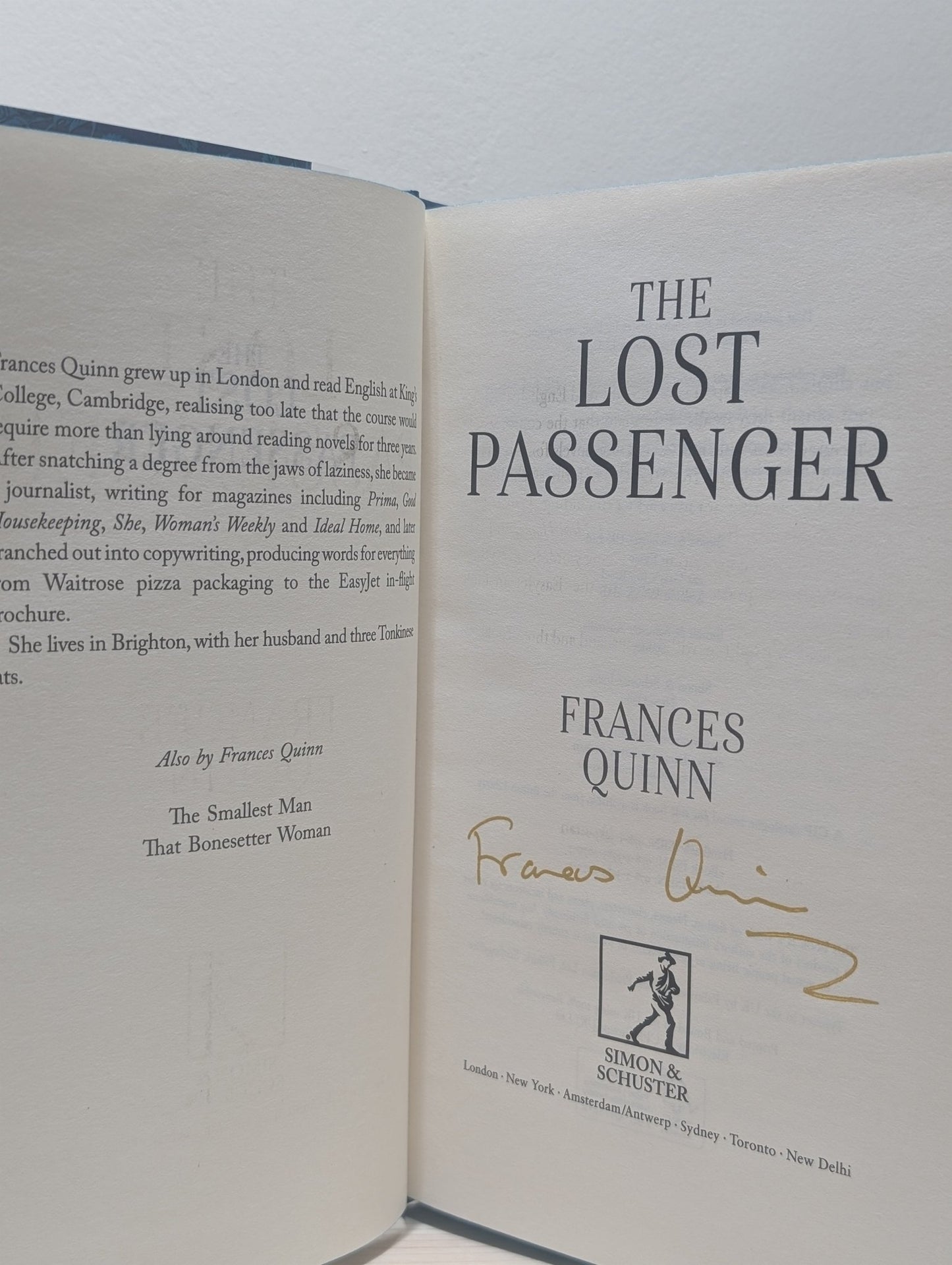 The Lost Passenger by Frances Quinn (Signed First Edition with sprayed edges) - Fialta Books