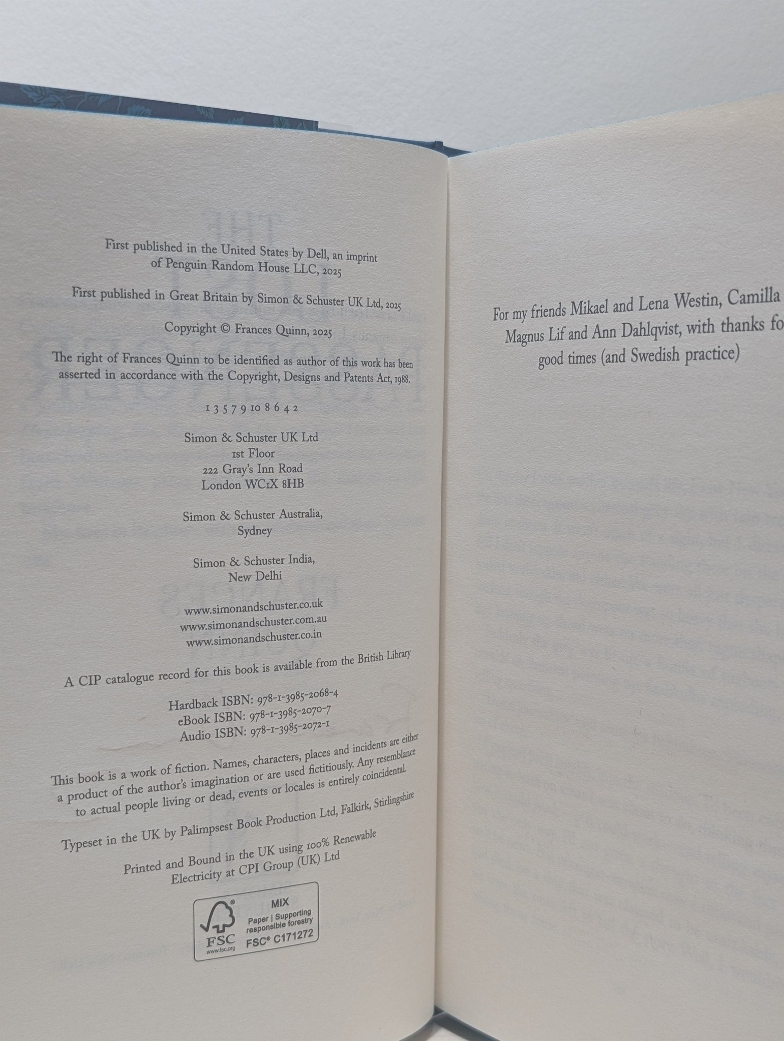 The Lost Passenger by Frances Quinn (Signed First Edition with sprayed edges) - Fialta Books