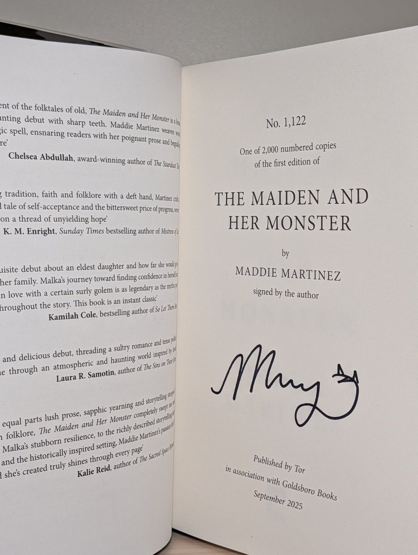 The Maiden and Her Monster by Maddie Martinez (Signed Numbered First Edition with sprayed edges) - Fialta Books