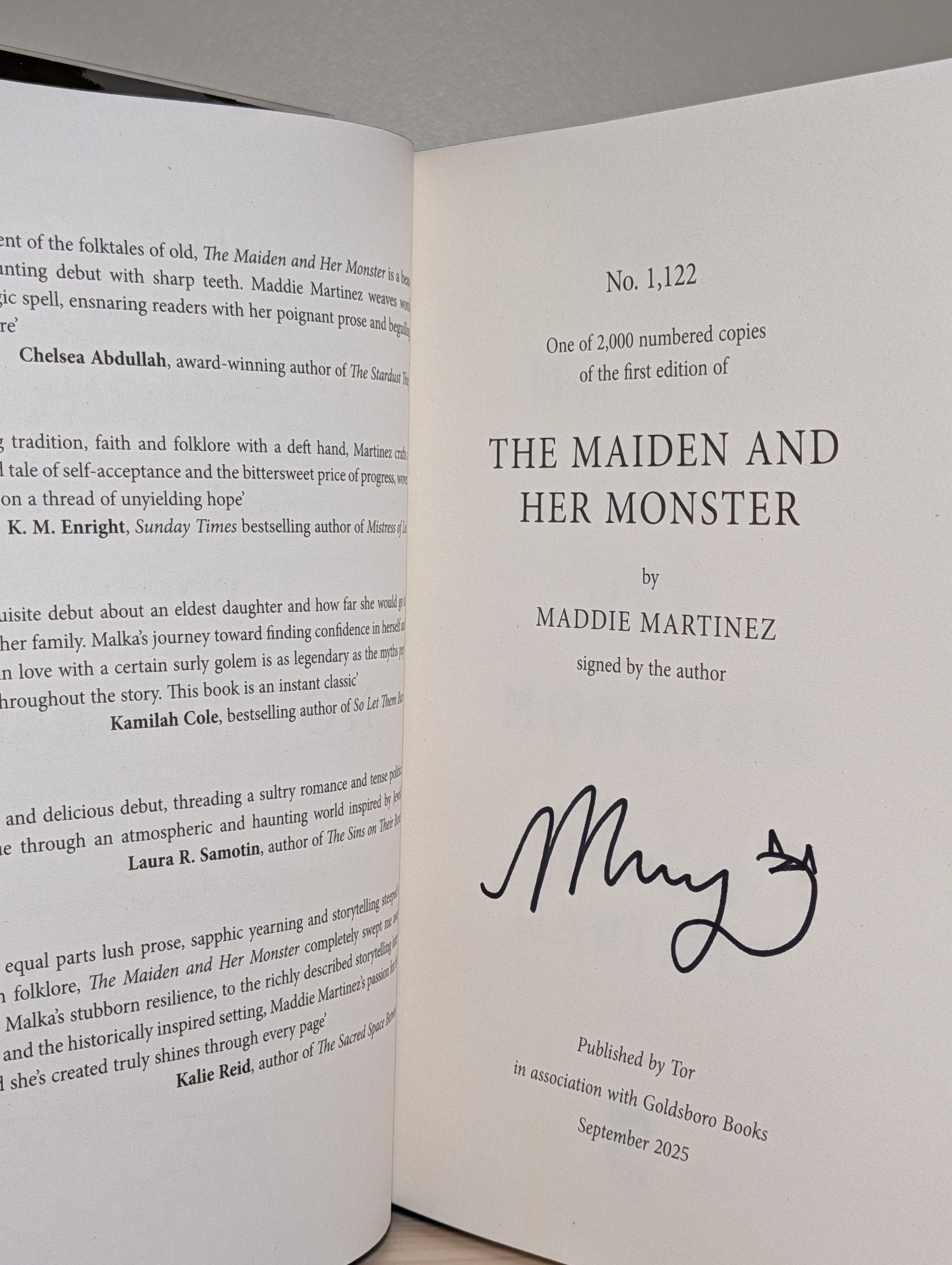 The Maiden and Her Monster by Maddie Martinez (Signed Numbered First Edition with sprayed edges) - Fialta Books