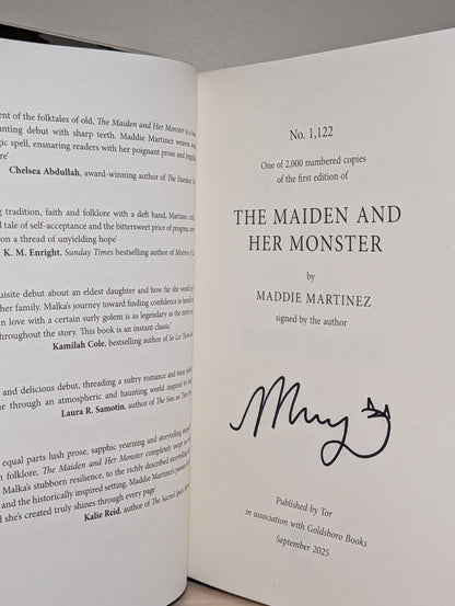 The Maiden and Her Monster by Maddie Martinez (Signed Numbered First Edition with sprayed edges) - Fialta Books