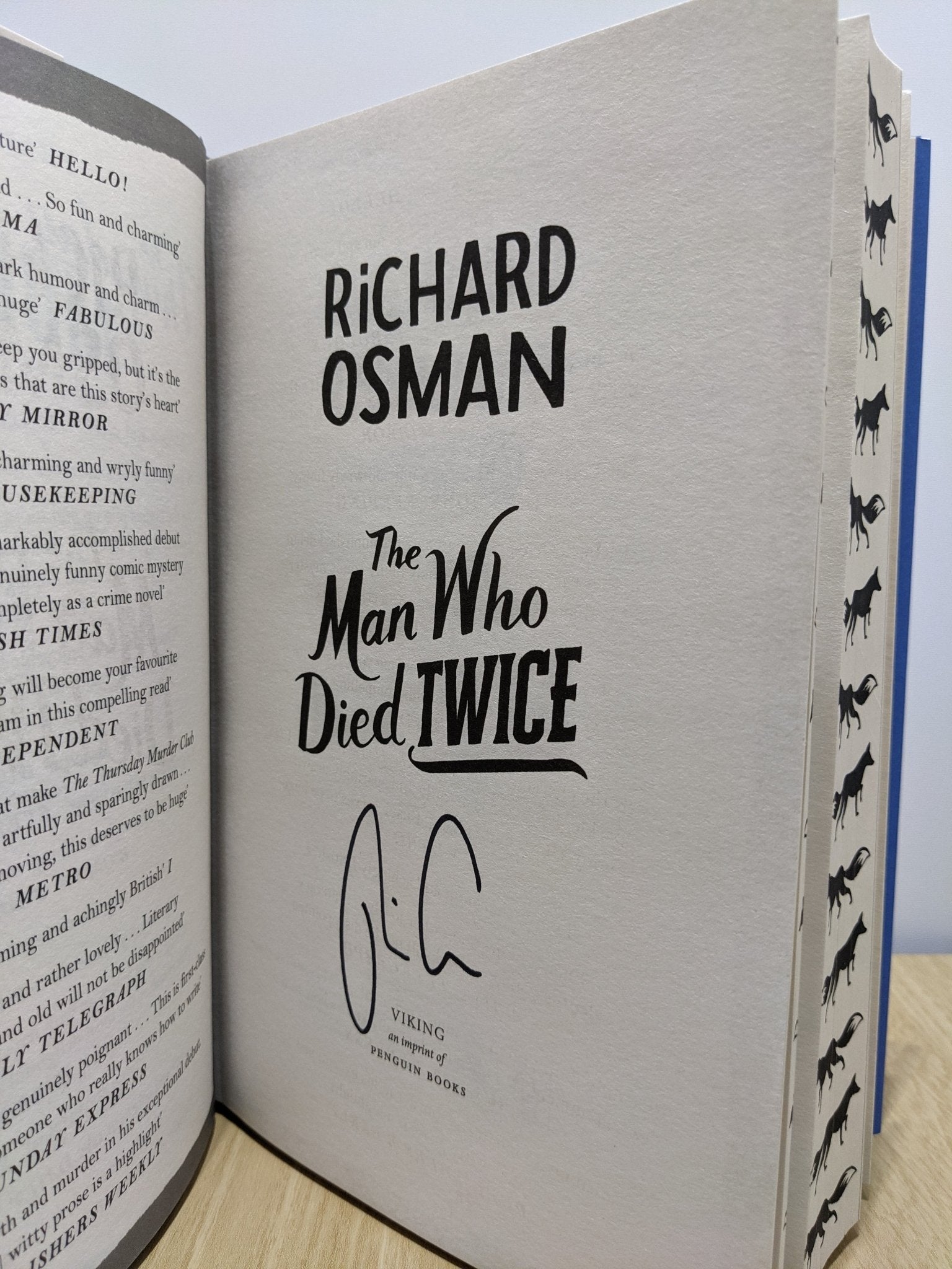 The Man Who Died Twice by Richard Osman (Signed First Edition with extra content) - Fialta Books