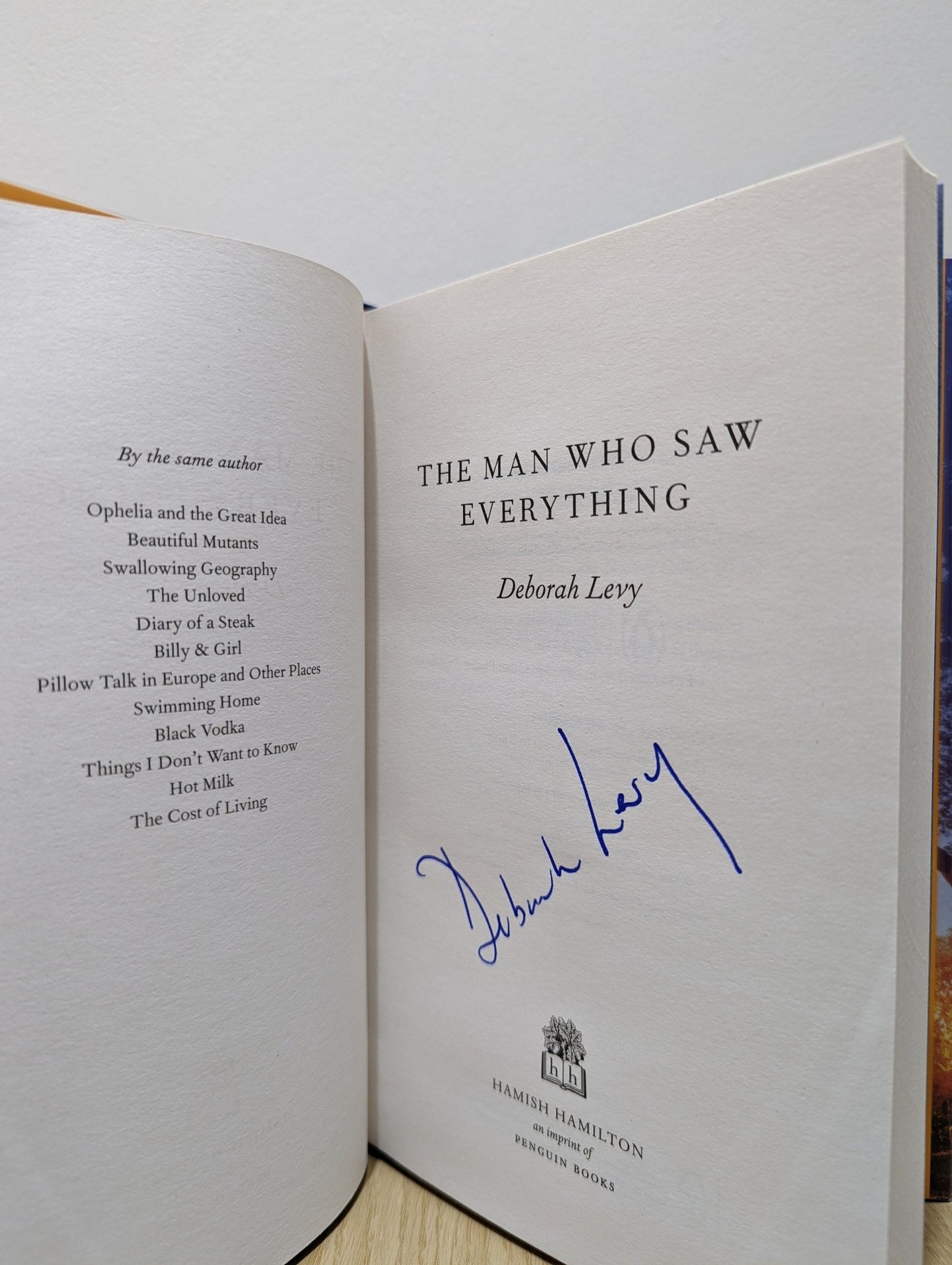 The Man Who Saw Everything by Deborah Levy (Signed First Edition) - Fialta Books