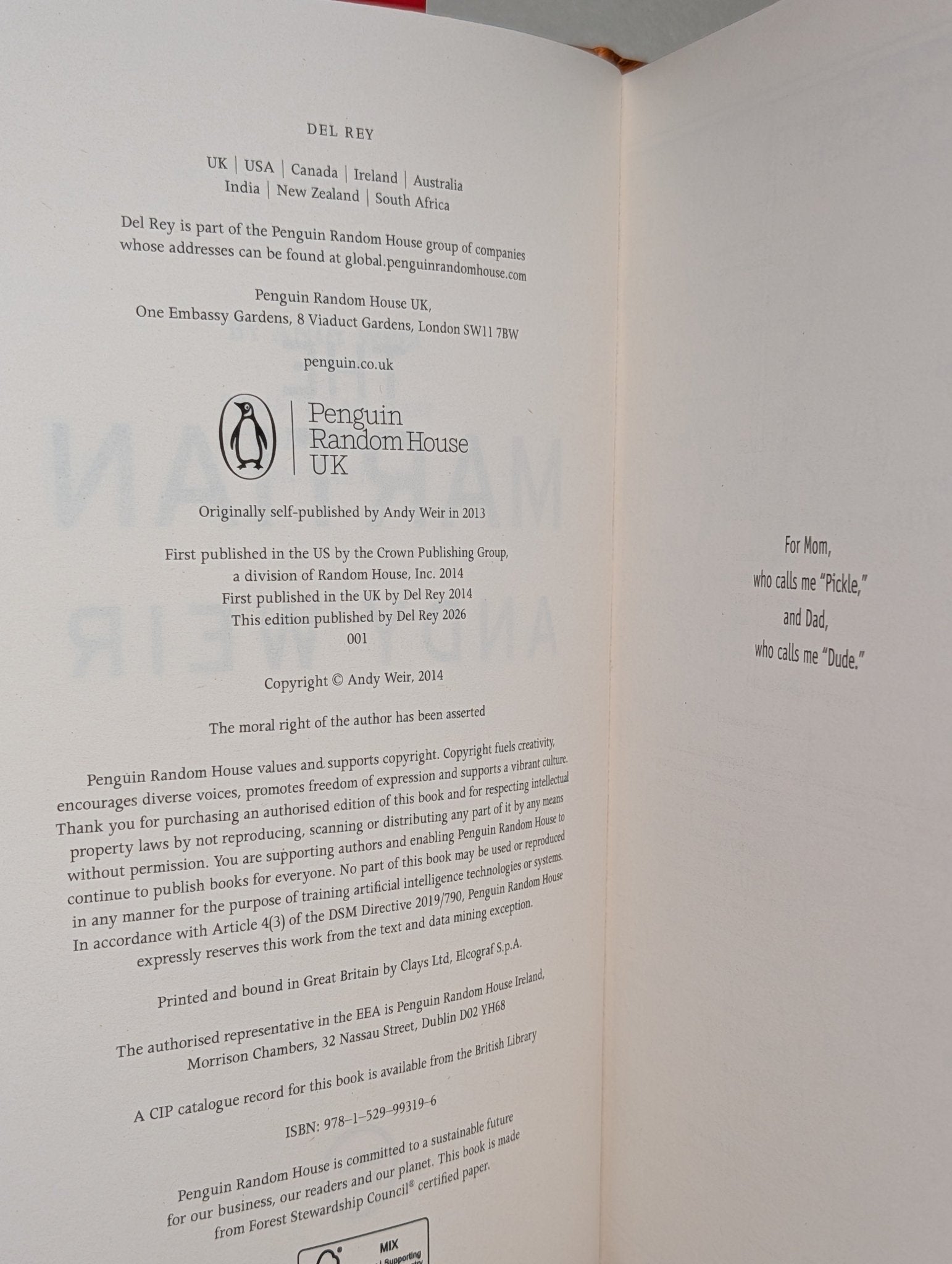The Martian by Andy Weir (Deluxe Edition with sprayed edges) - Fialta Books