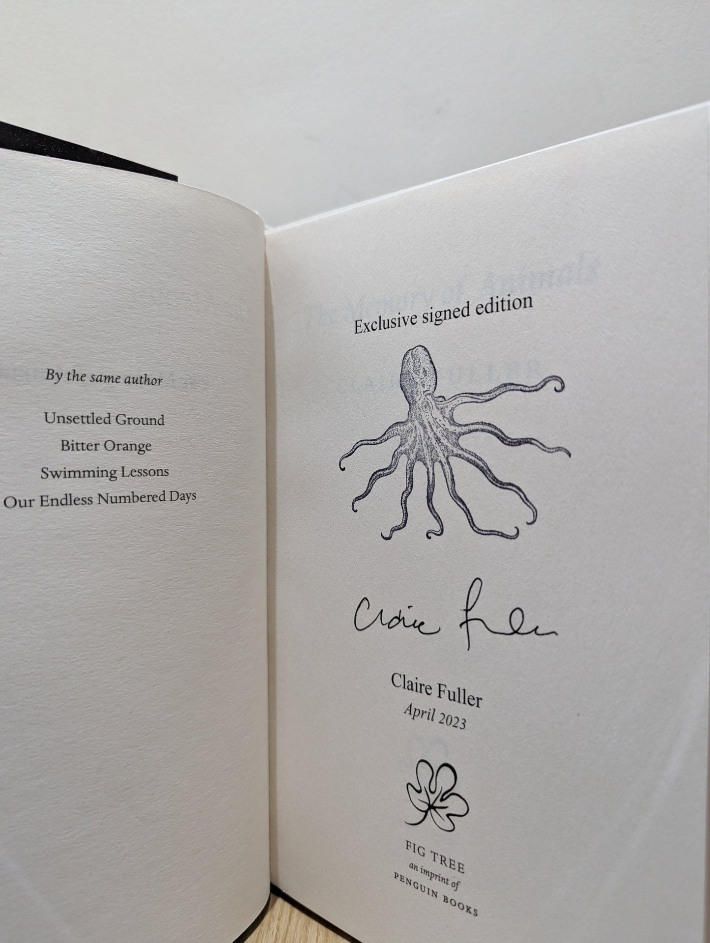 The Memory of Animals by Claire Fuller (Signed First Edition) - Fialta Books