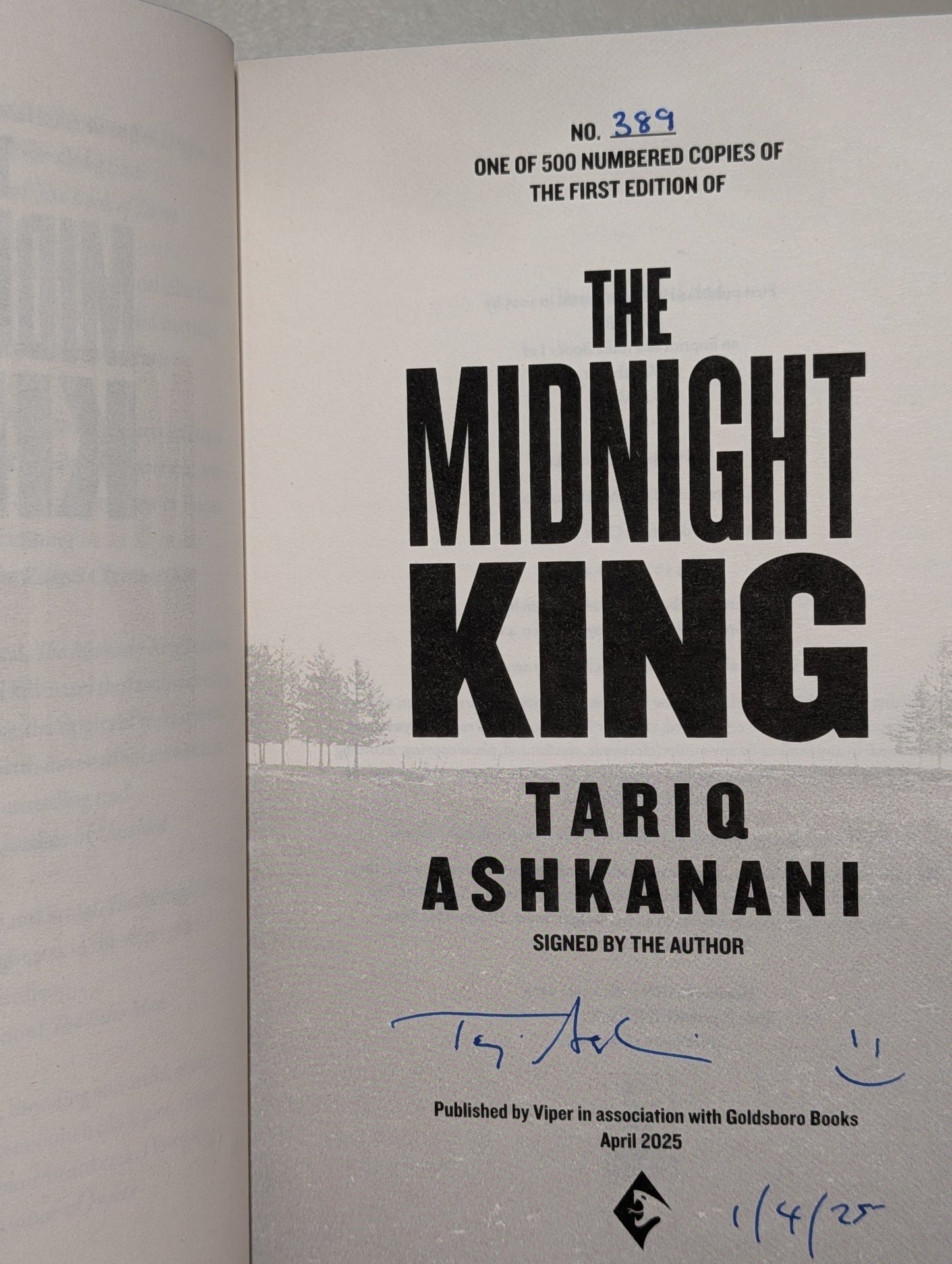 The Midnight King by Tariq Ashkanani (Signed First Edition with sprayed edges) - Fialta Books