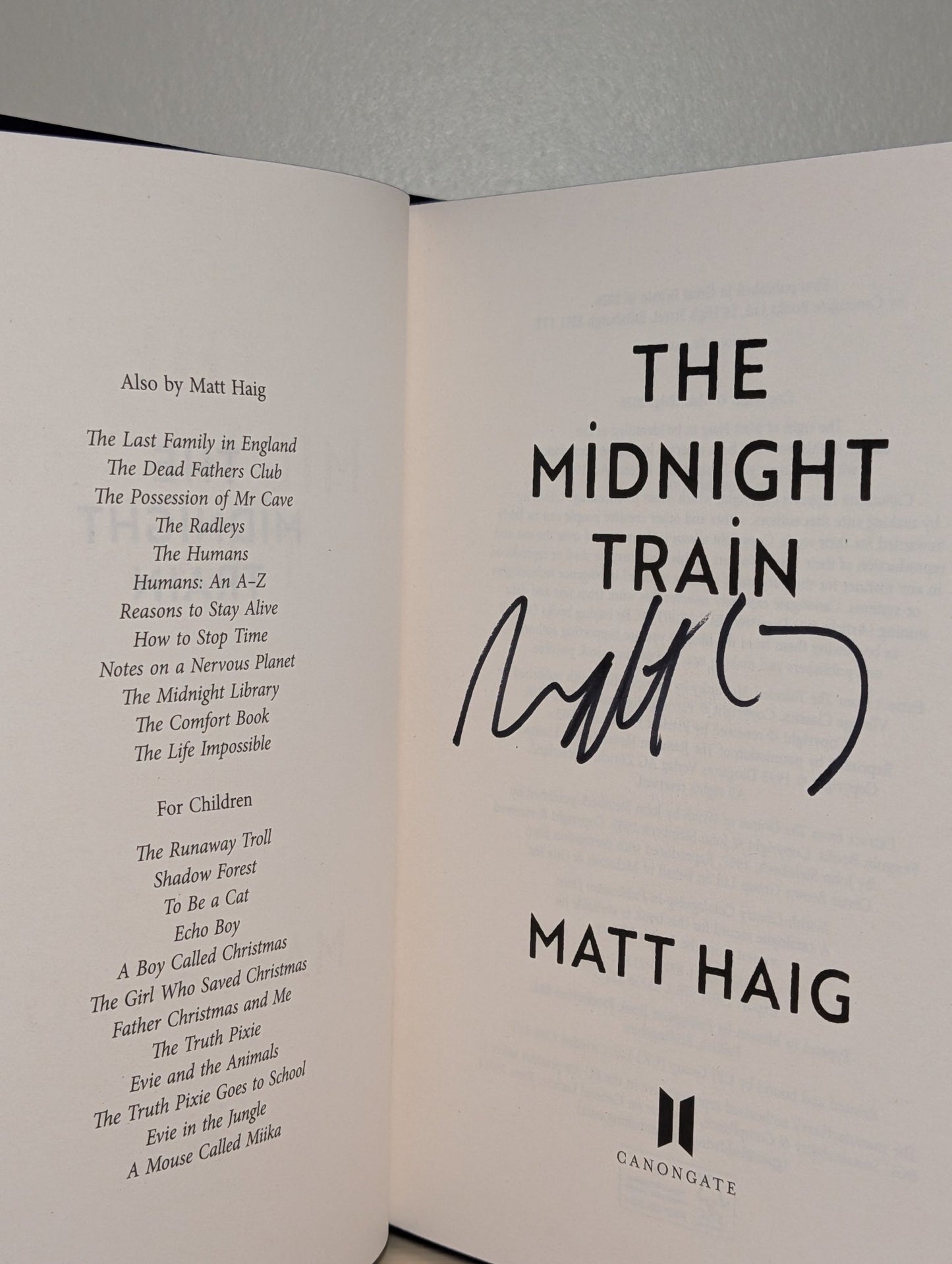 The Midnight Train by Matt Haig (Signed First Edition with sprayed edges) - Fialta Books