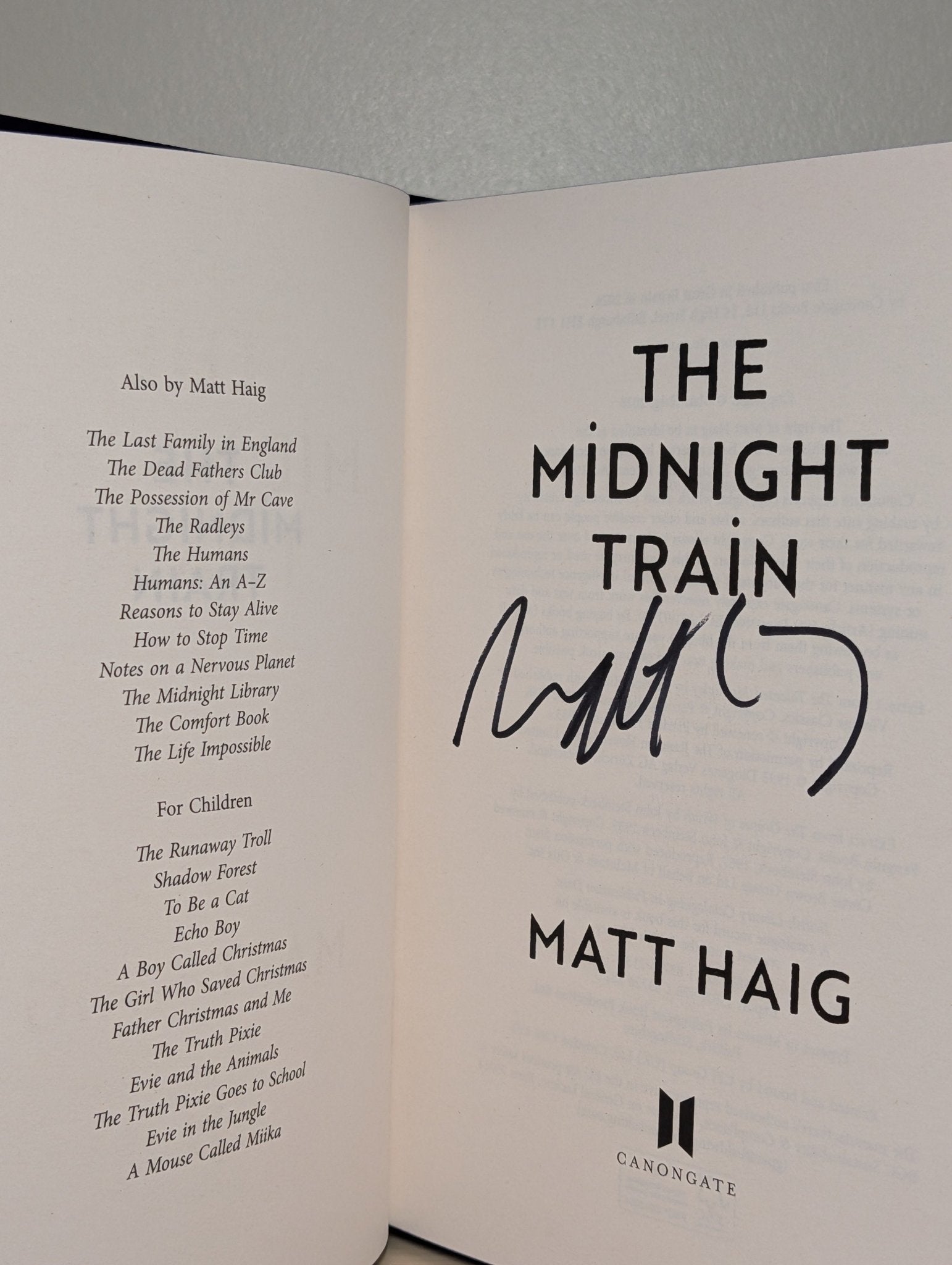 The Midnight Train by Matt Haig (Signed First Edition with sprayed edges) - Fialta Books