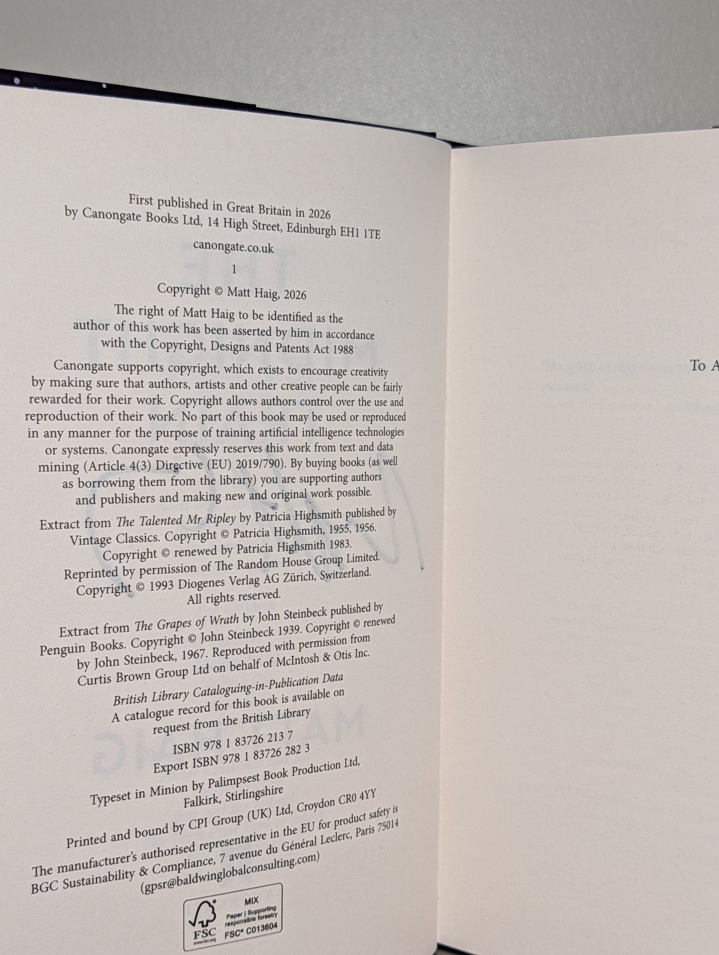 The Midnight Train by Matt Haig (Signed First Edition with sprayed edges) - Fialta Books