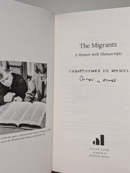 The Migrants: A Memoir with Manuscripts by Christopher De Hamel (Signed First Edition) - Fialta Books