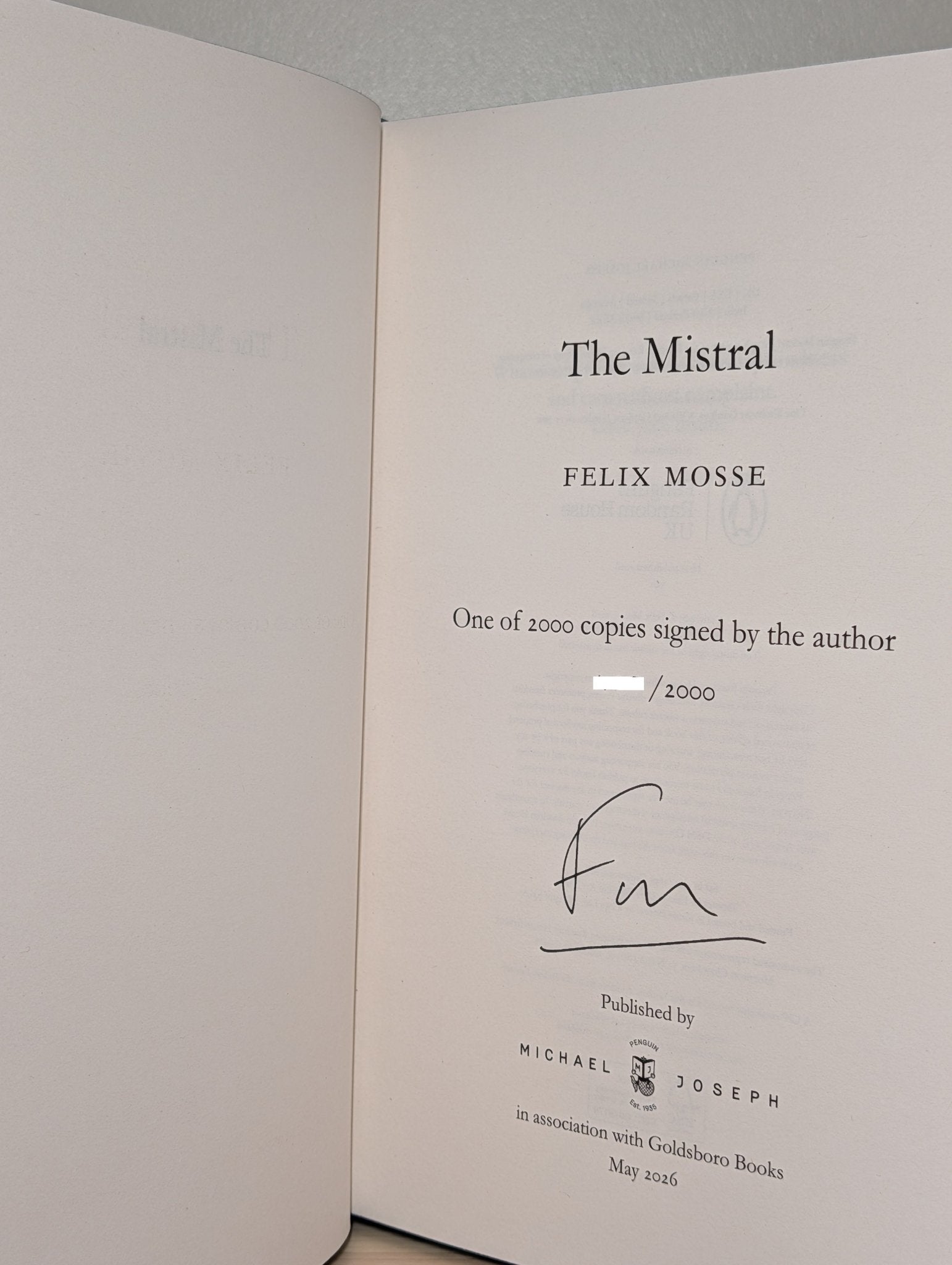 The Mistral by Felix Mosse (Signed Numbered with sprayed edges) - Fialta Books