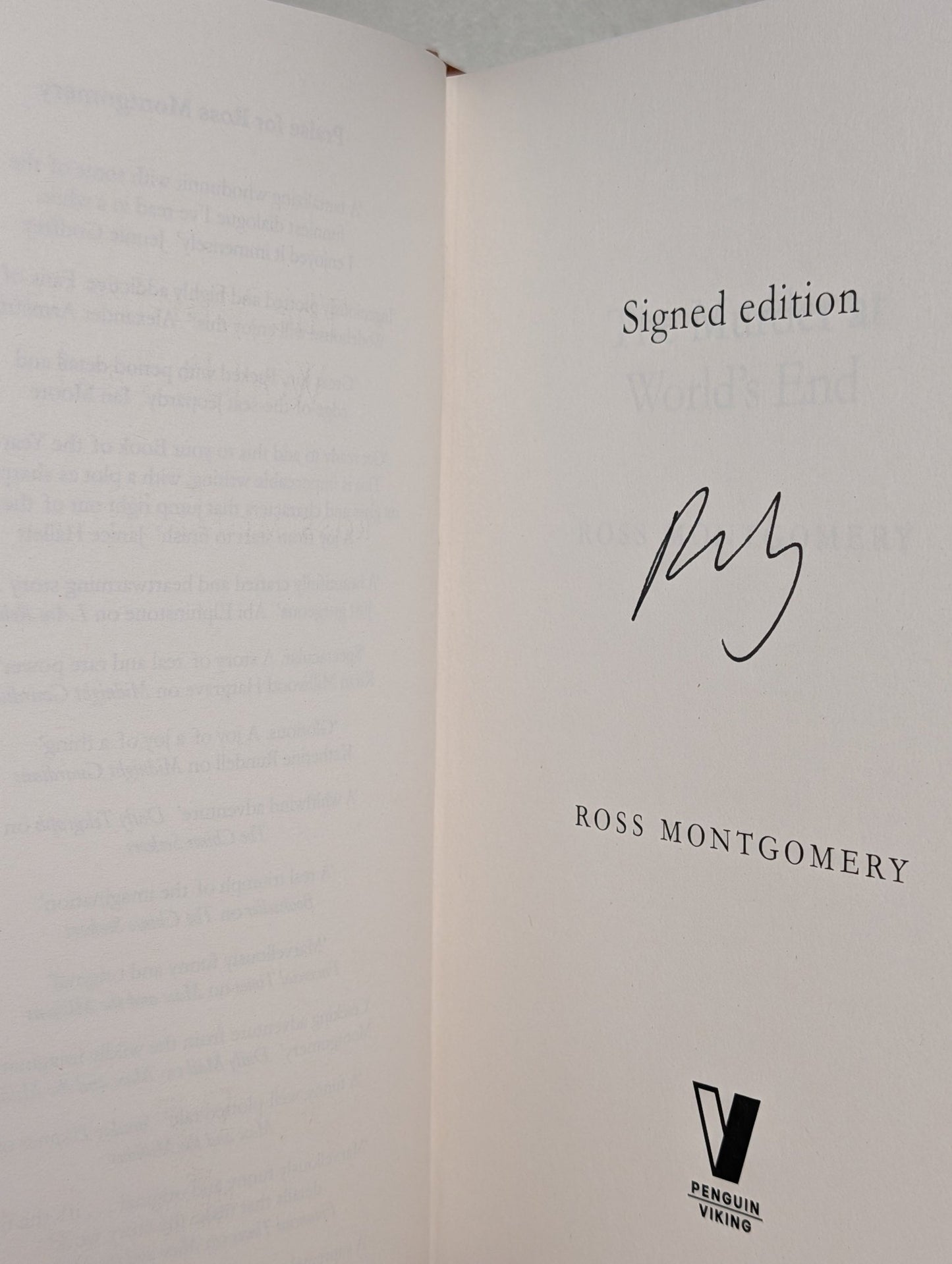 The Murder at World's End by Ross Montgomery (Signed First Edition with sprayed edges) - Fialta Books