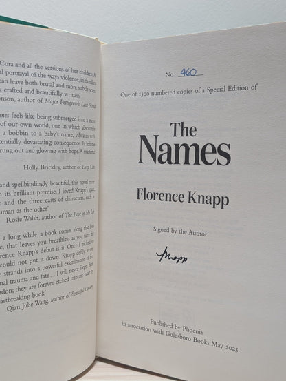 The Names by Florence Knapp (Signed Numbered First Edition with sprayed edges) - Fialta Books