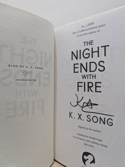 The Night Ends With Fire by K. X. Song (Signed Numbered First Edition with sprayed edges) - Fialta Books