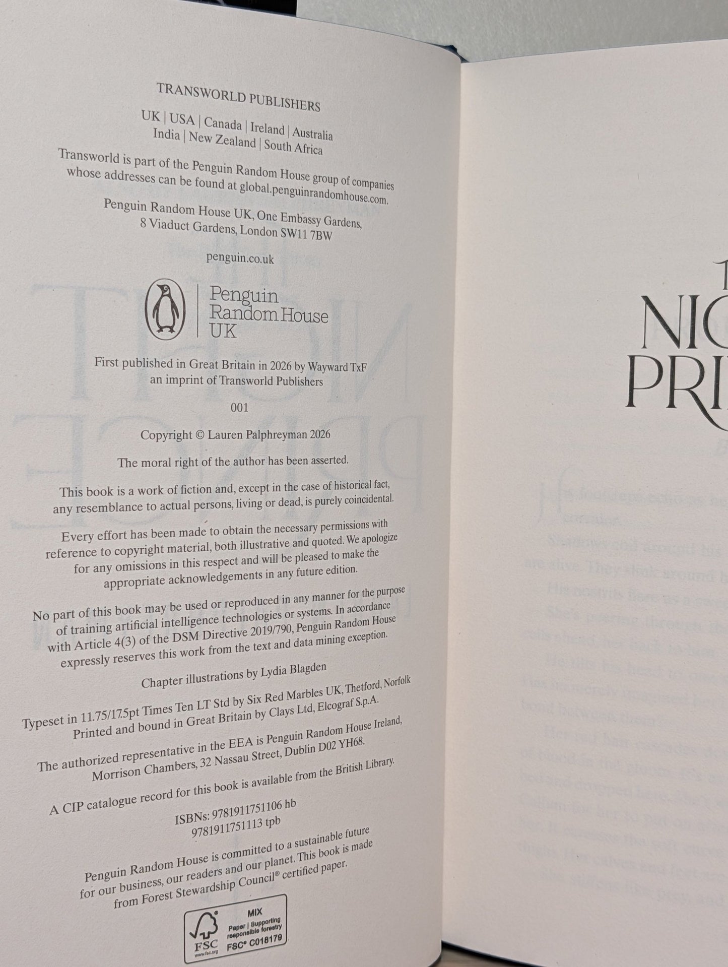 The Night Prince by Lauren Palphreyman (First Edition with sprayed edges) - Fialta Books