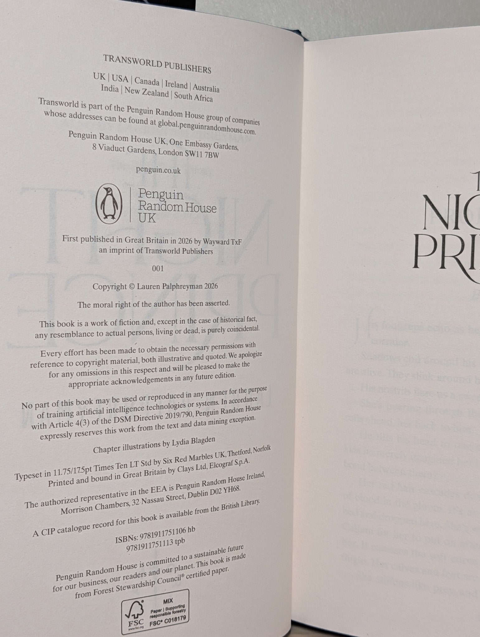 The Night Prince by Lauren Palphreyman (First Edition with sprayed edges) - Fialta Books