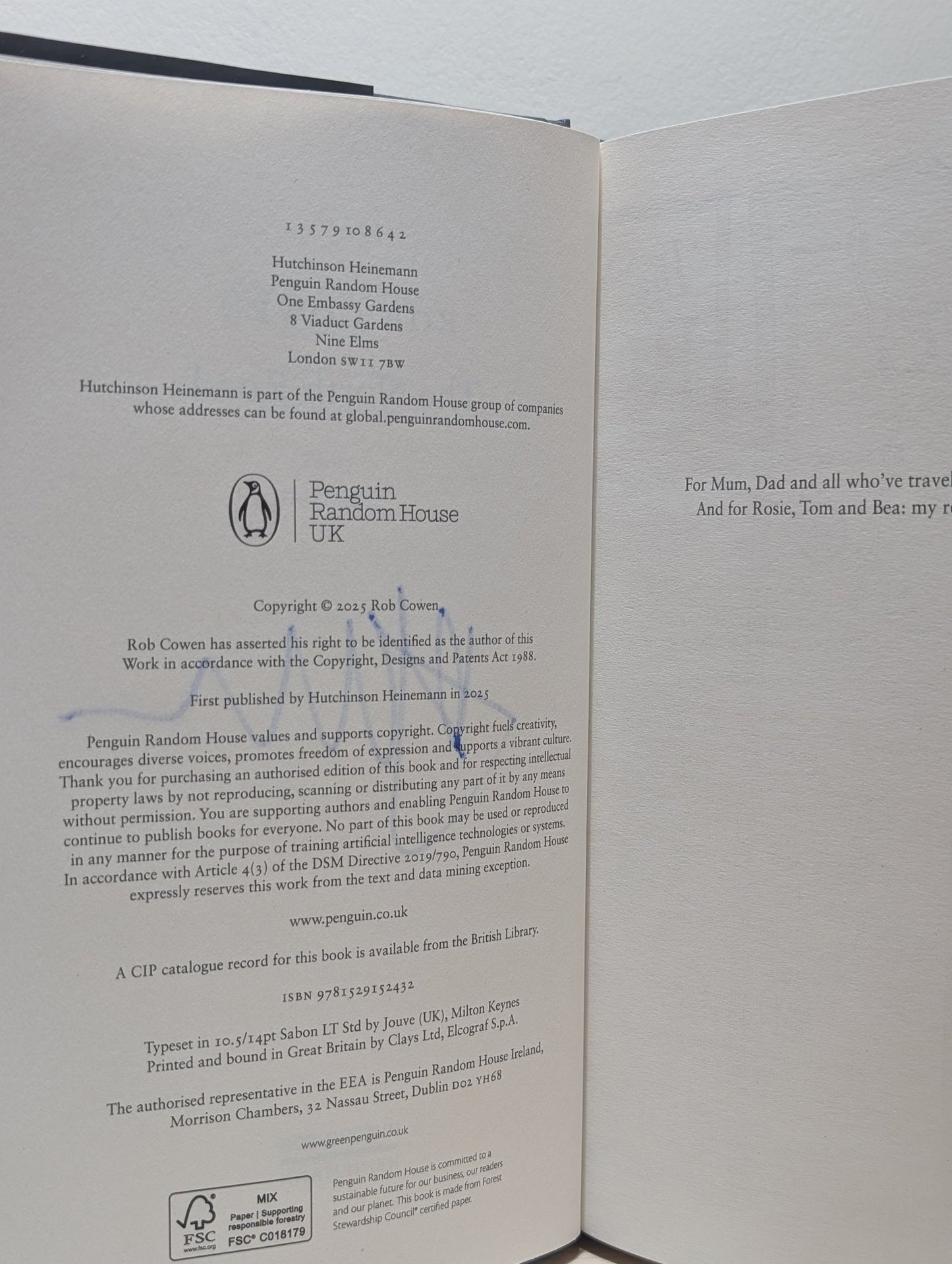 The North Road by Rob Cowen (Signed First Edition) - Fialta Books