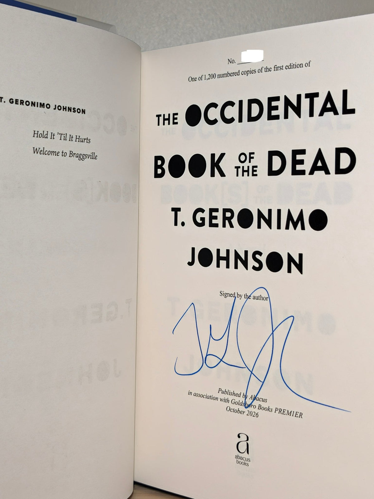 The Occidental Book of the Dead by T. Geronimo Johnson (Signed Numbered First Edition with sprayed edges) - Fialta Books