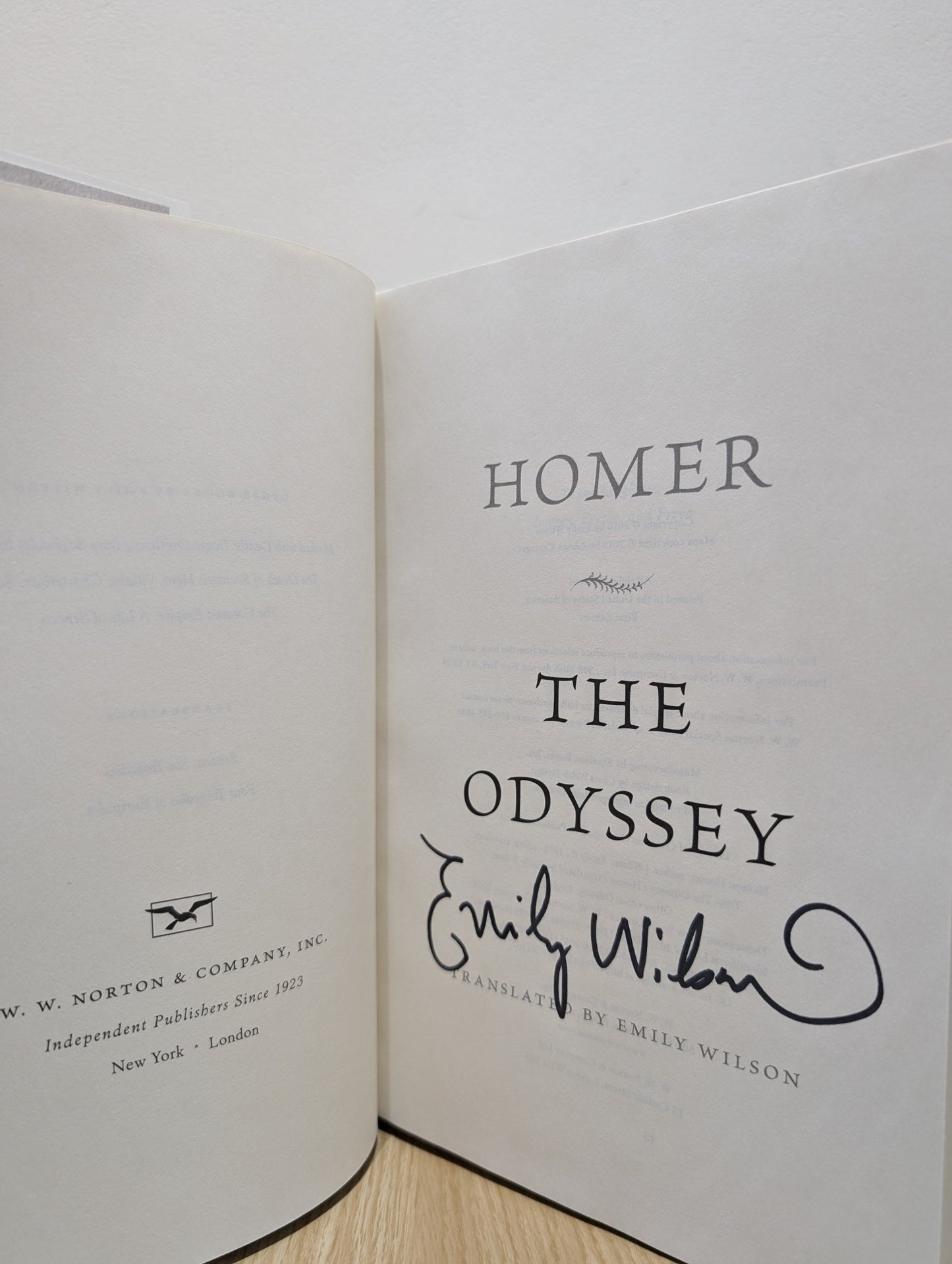 The Odyssey by Homer Emily Wilson (Signed by translator) - Fialta Books