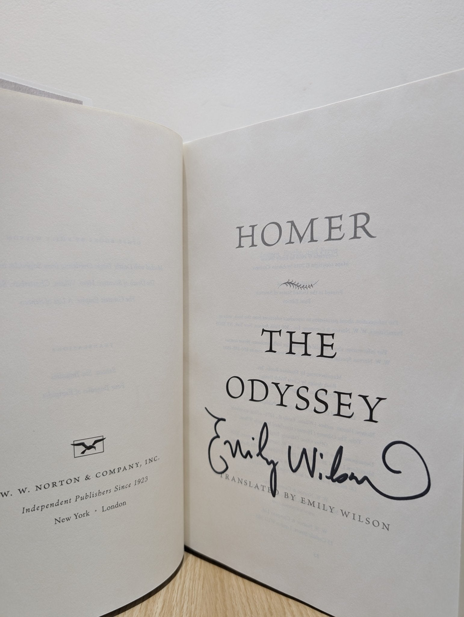 The Odyssey by Homer Emily Wilson (Signed by translator) - Fialta Books
