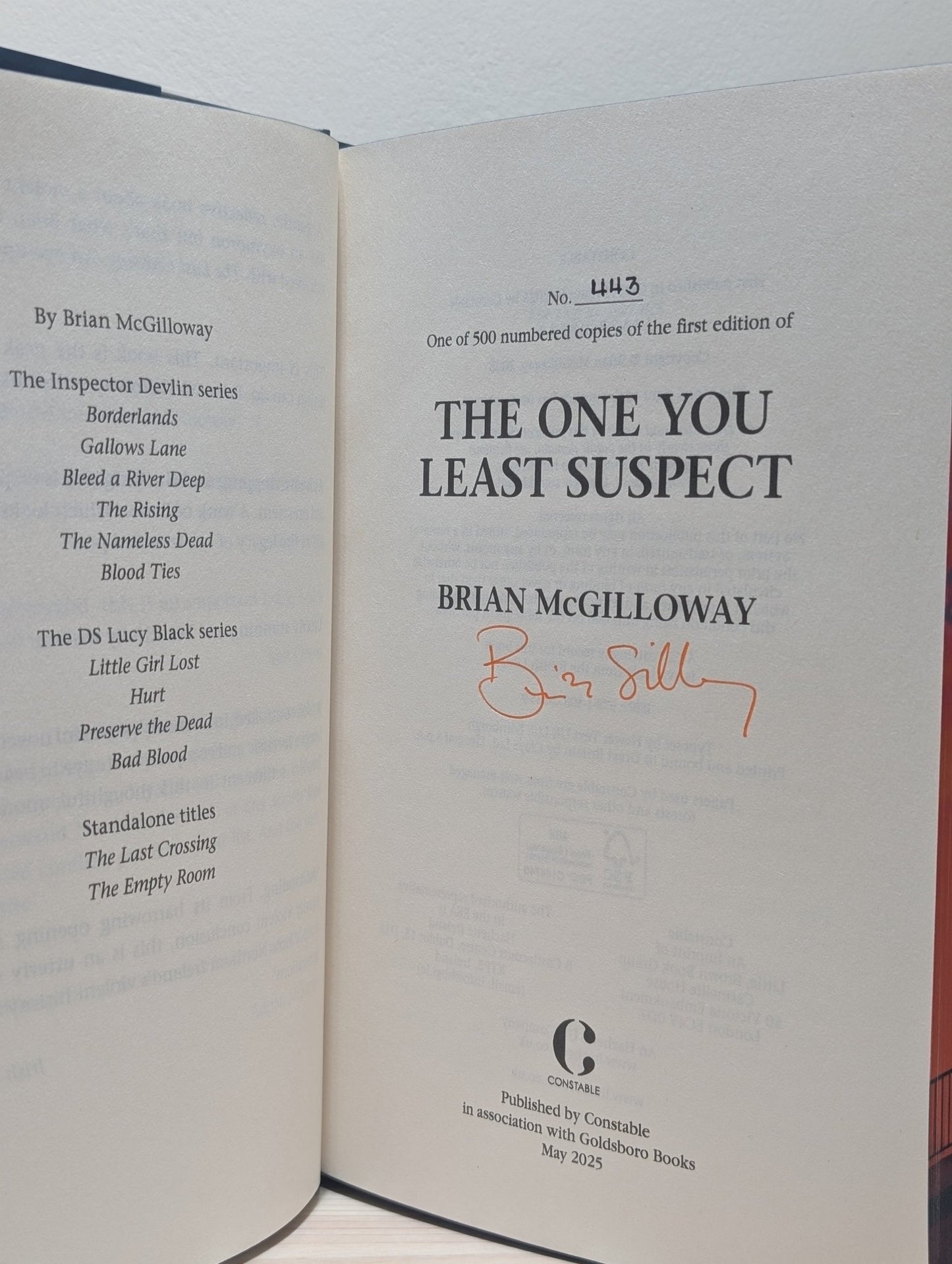 The One You Least Suspect by Brian McGilloway (Signed First Edition with sprayed edges) - Fialta Books