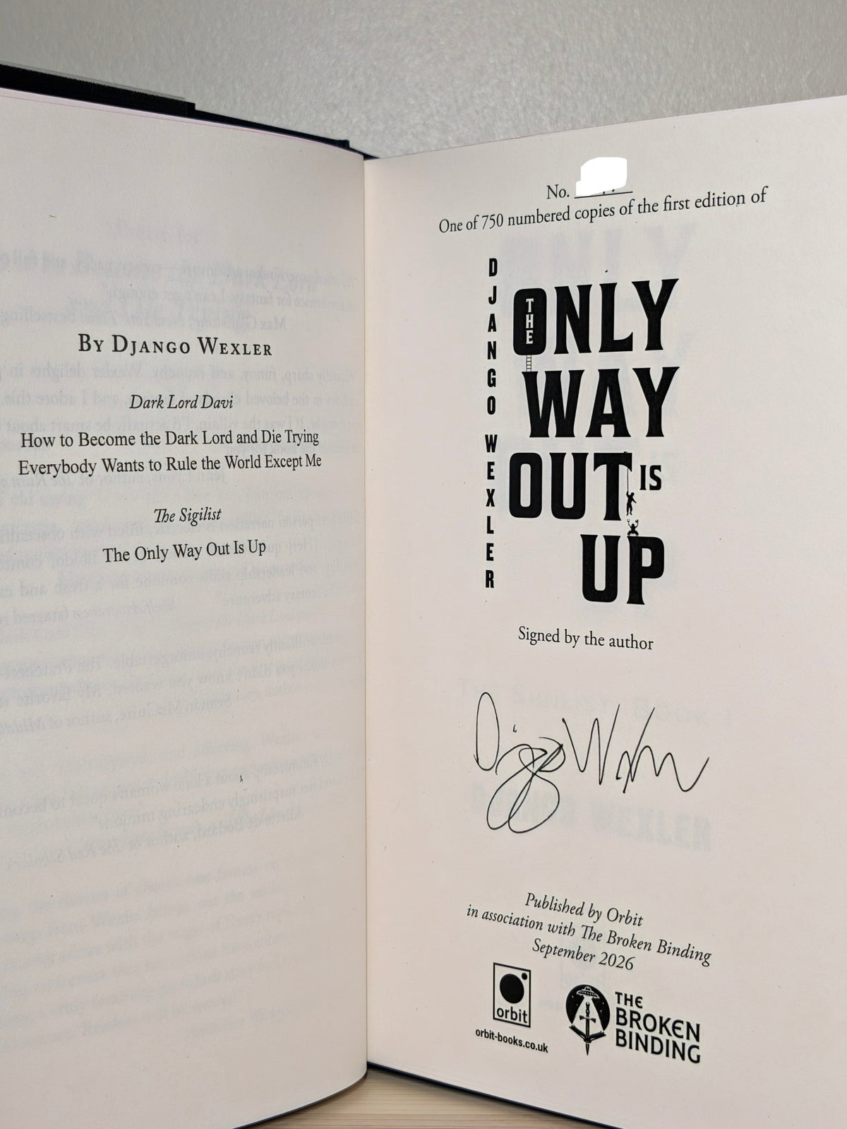 The Only Way Out is Up by Django Wexler (Signed First Edition with sprayed edges) - Fialta Books
