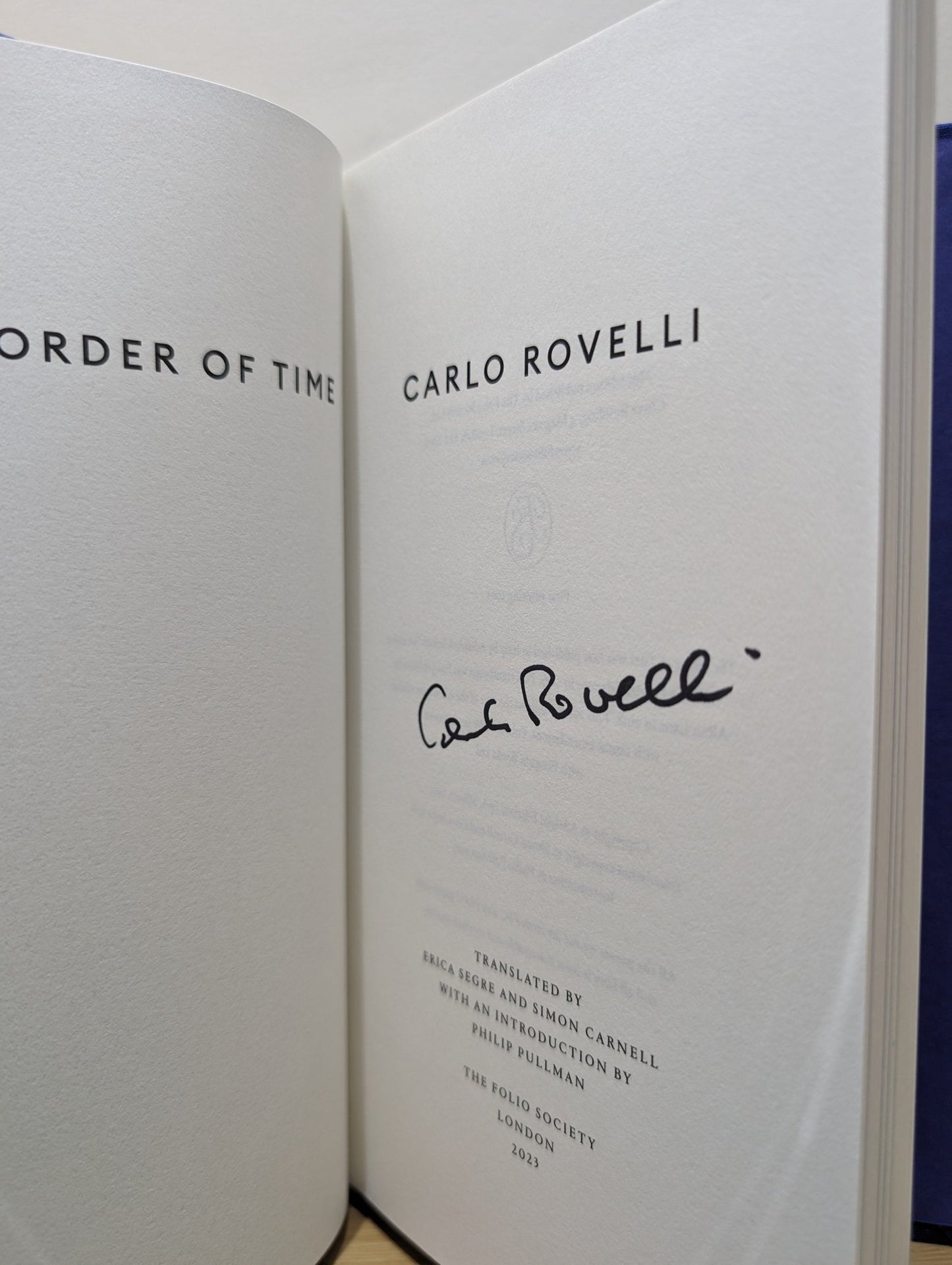 The Order of Time by Carlo Rovelli (Signed Folio Slipcase Edition) - Fialta Books