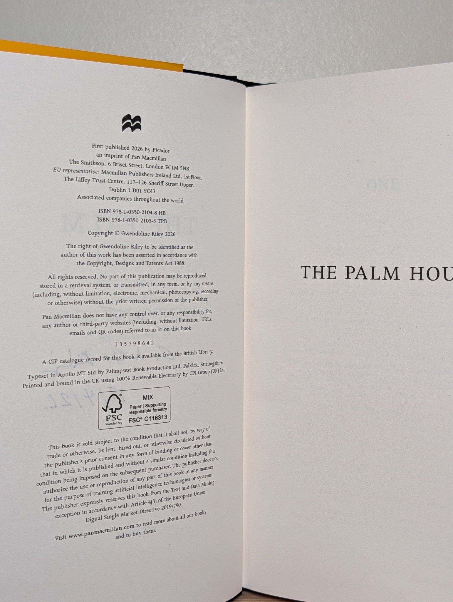 The Palm House by Gwendoline Riley (Signed Dated First Edition) - Fialta Books