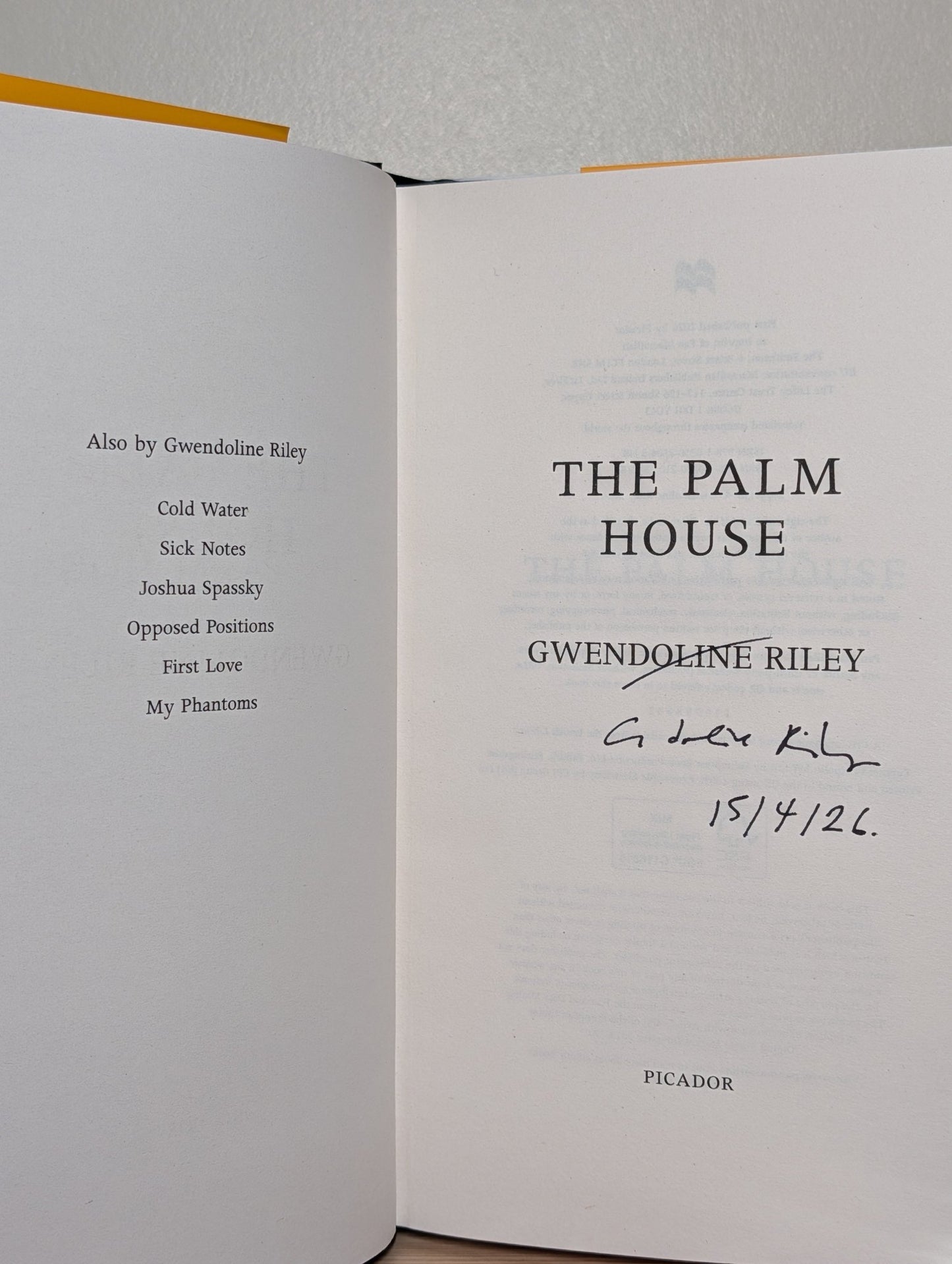 The Palm House by Gwendoline Riley (Signed Dated First Edition) - Fialta Books