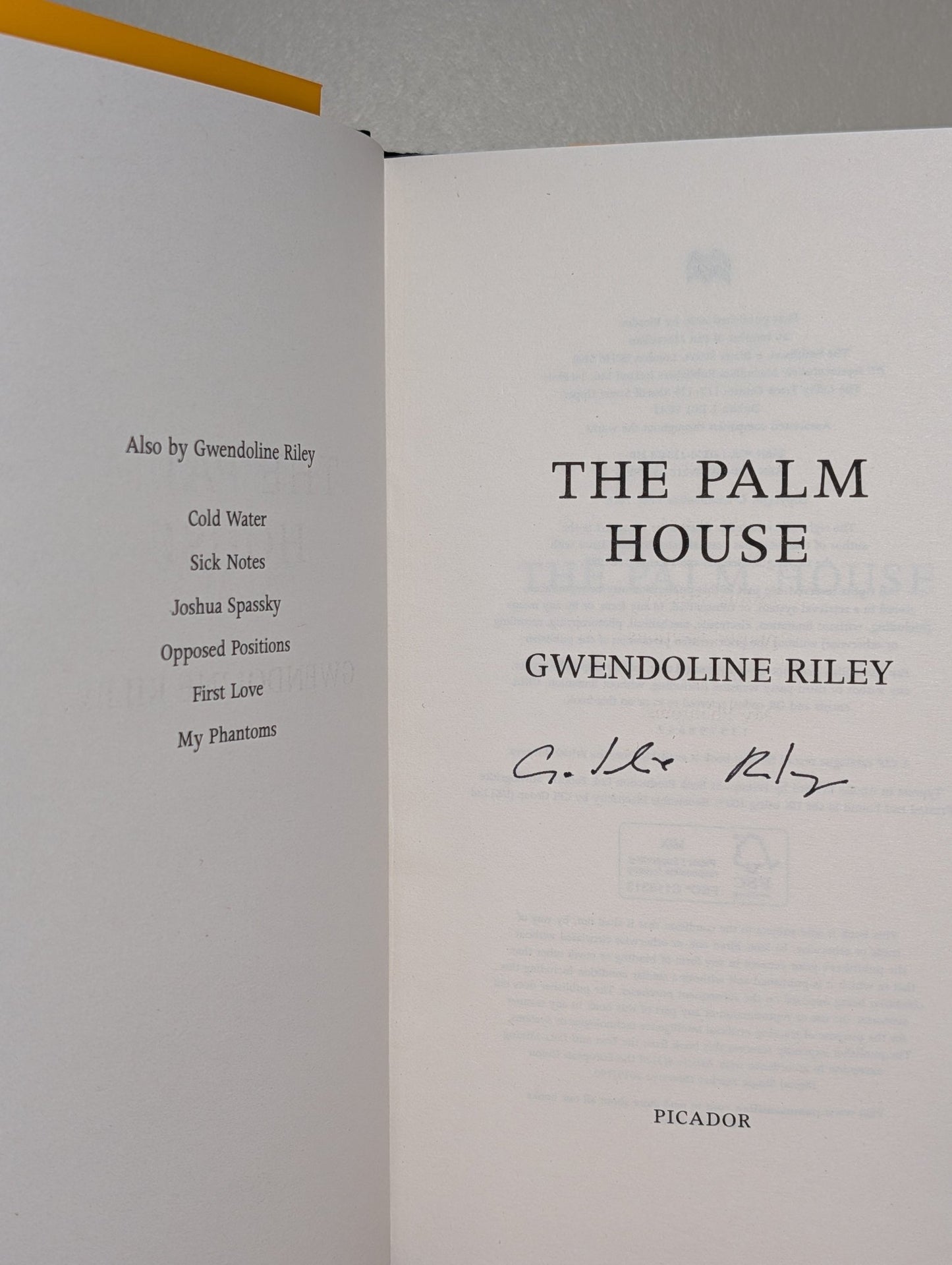 The Palm House by Gwendoline Riley (Signed First Edition) - Fialta Books