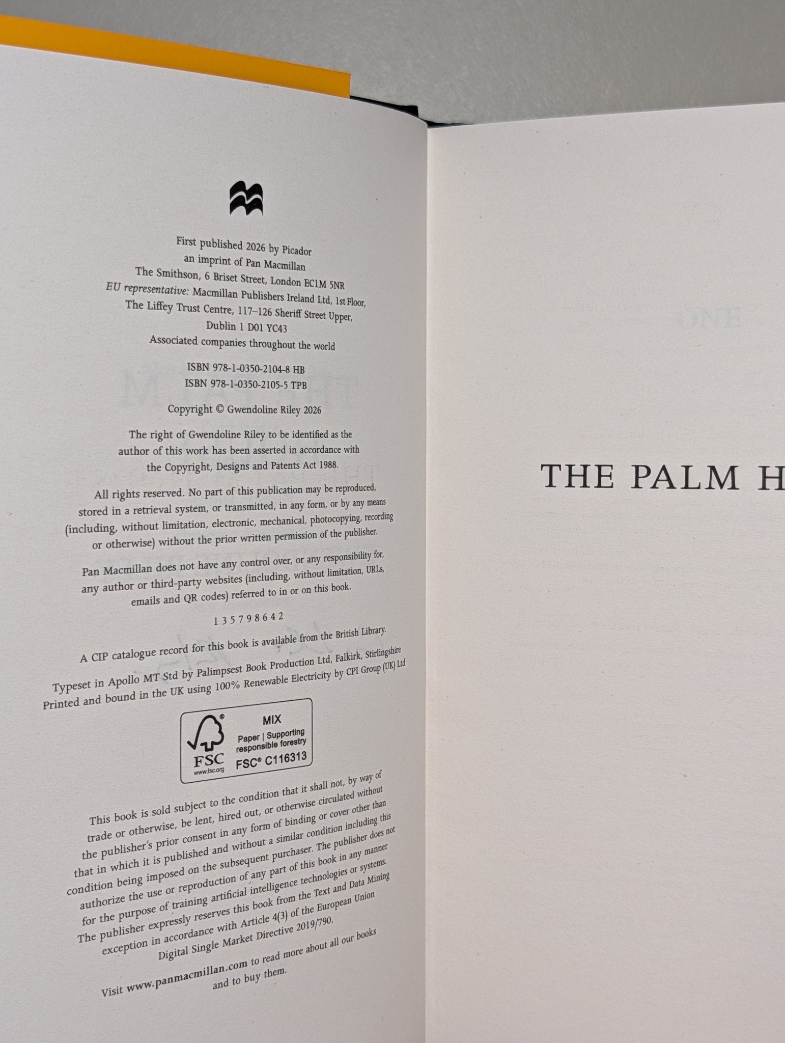 The Palm House by Gwendoline Riley (Signed First Edition) - Fialta Books