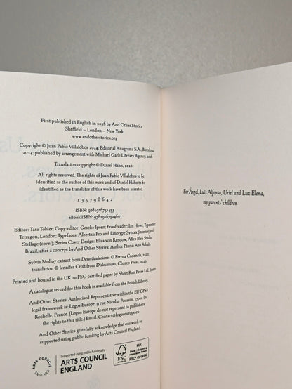 The Past Pursues Us Like Detectives, Debt Collectors, Thieves by Juan Pablo Villalobos (Signed First Edition) - Fialta Books
