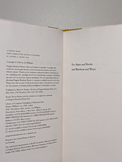 The Pelican Child: Stories by Joy Williams (Signed First Edition) - Fialta Books