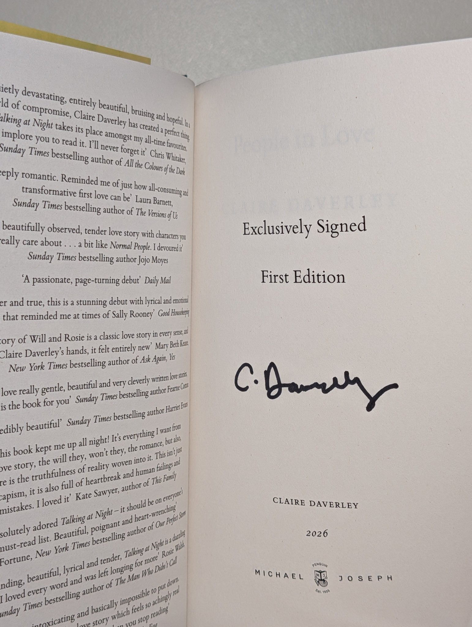 The People in Love by Claire Daverley (Signed First Edition) - Fialta Books