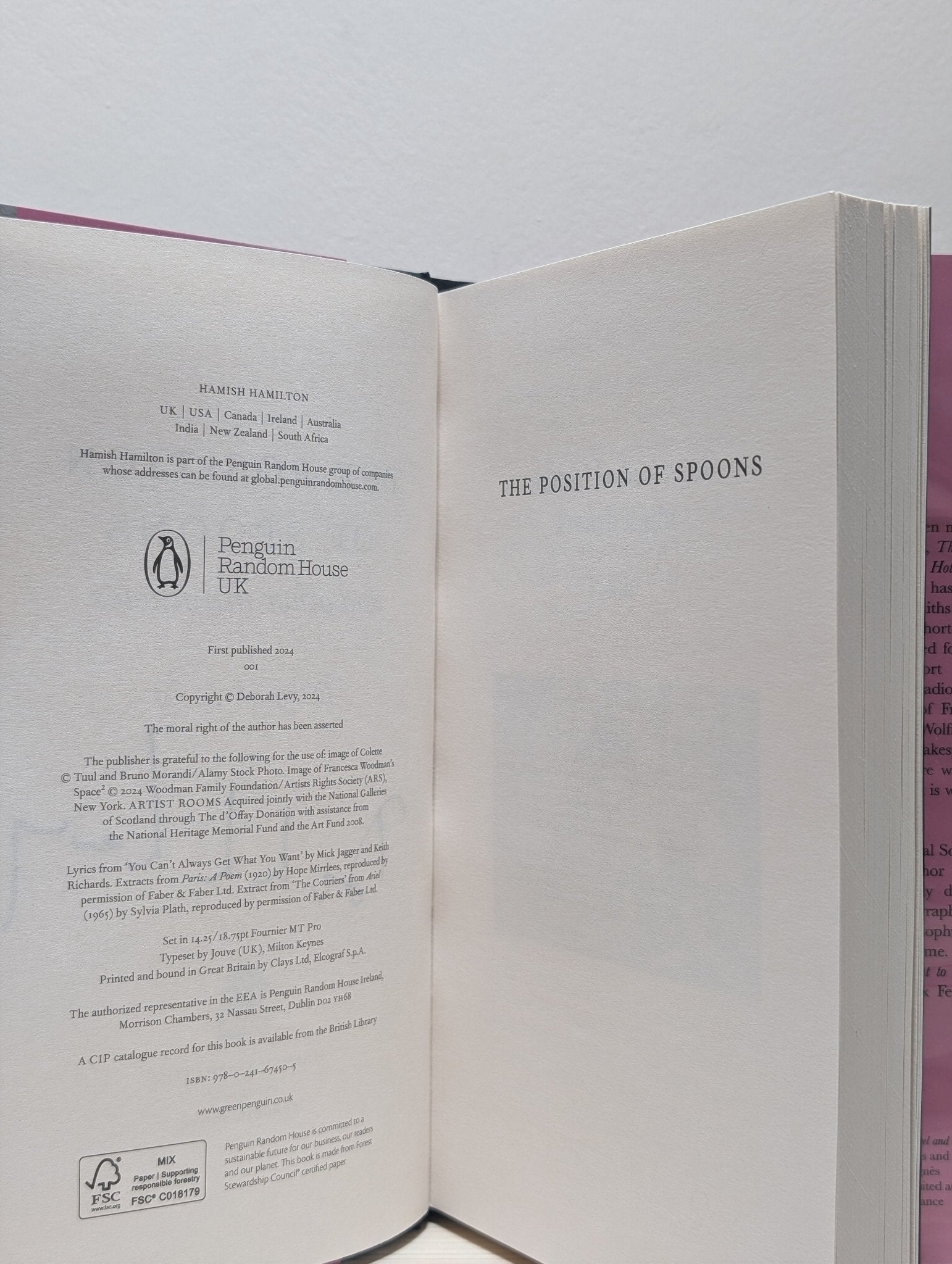 The Position of Spoons: and other intimacies by Deborah Levy (Signed First Edition) - Fialta Books