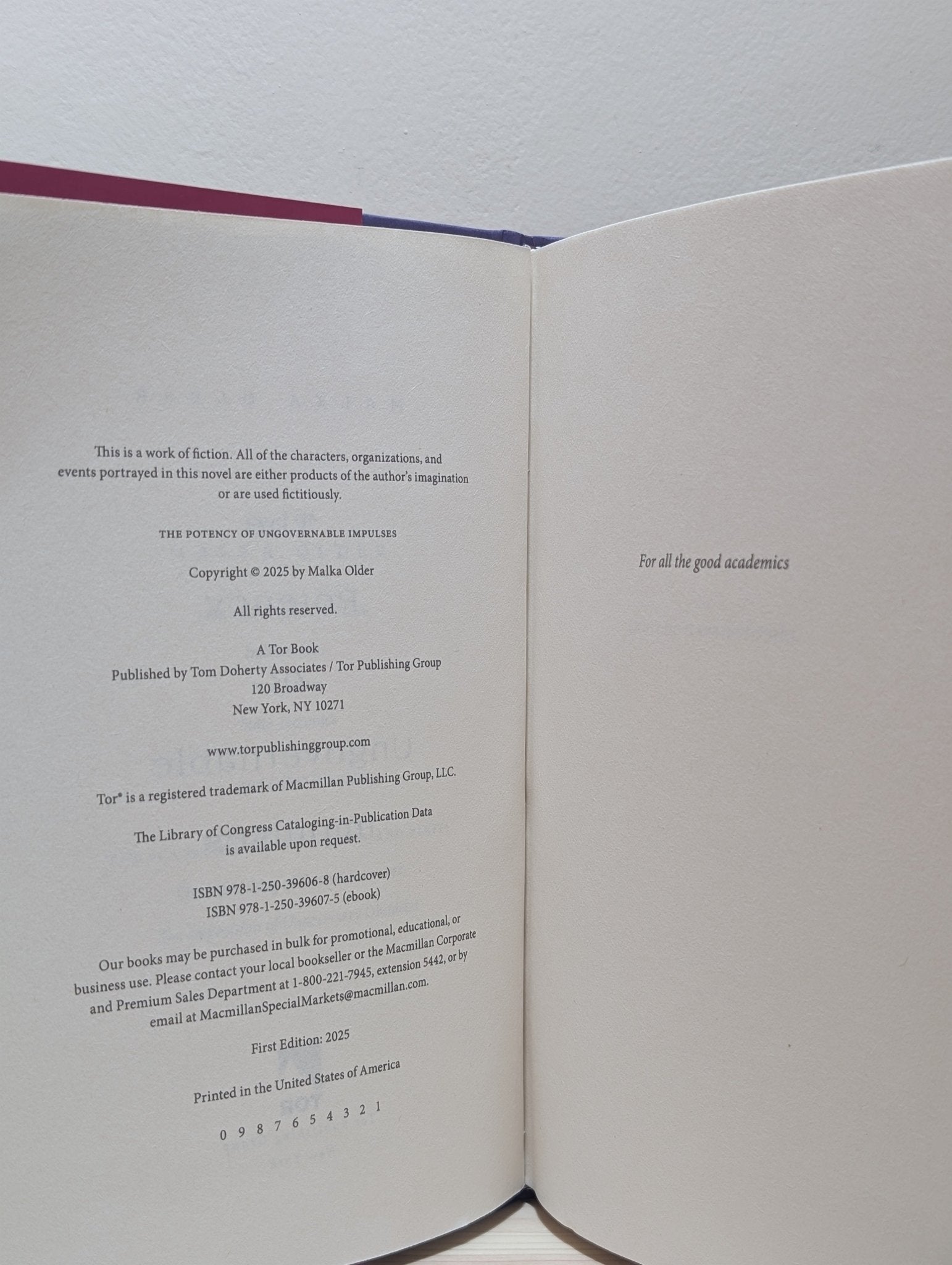 The Potency of Ungovernable Impulses by Malka Older (First Edition) - Fialta Books